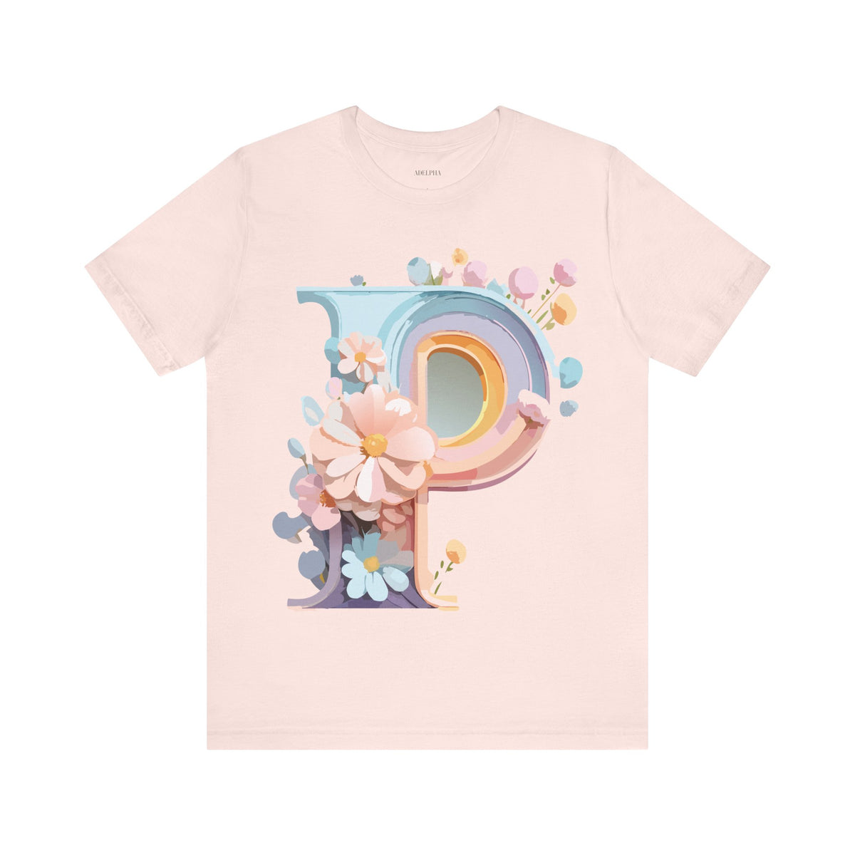 Letter P Graphic Unisex Cotton Bella+Canvas Tee with Art Letter Design