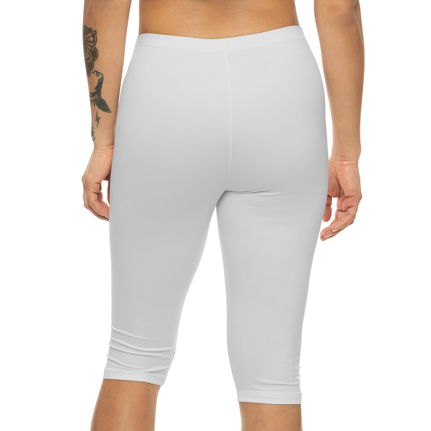 White Smoke Color Women's Brushed Suede Poly Span Casual Capri Leggings XS-2XL