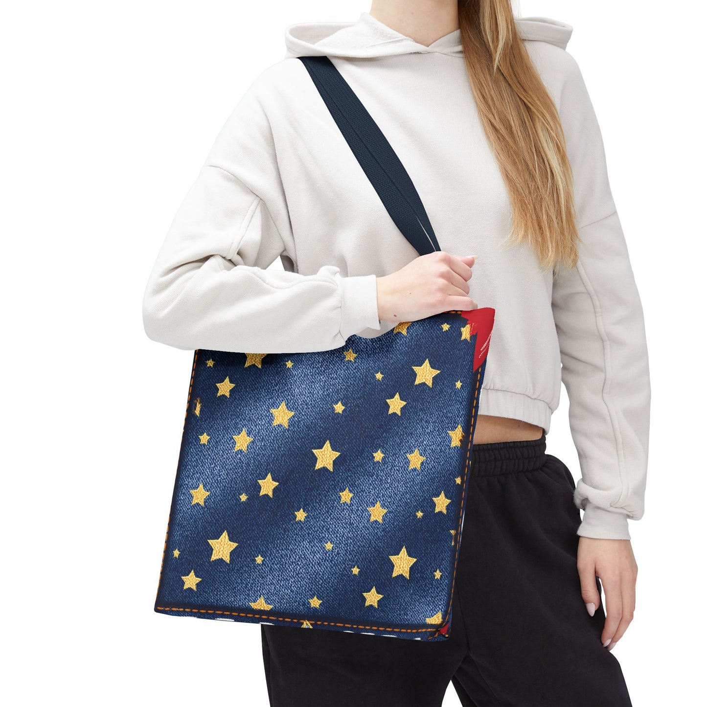 Denim Fabric Imitation Print Unisex Canvas Bag Poly Spun 3 Sizes Tote Bag 181-6