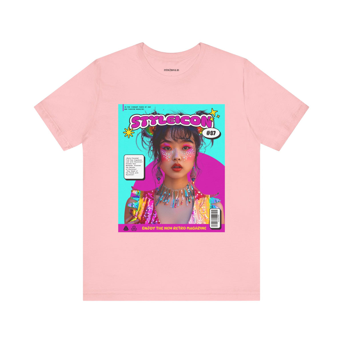 Magazine Cover Graphic Unisex Cotton Bella+Canvas Tee with Retro Poster ab32