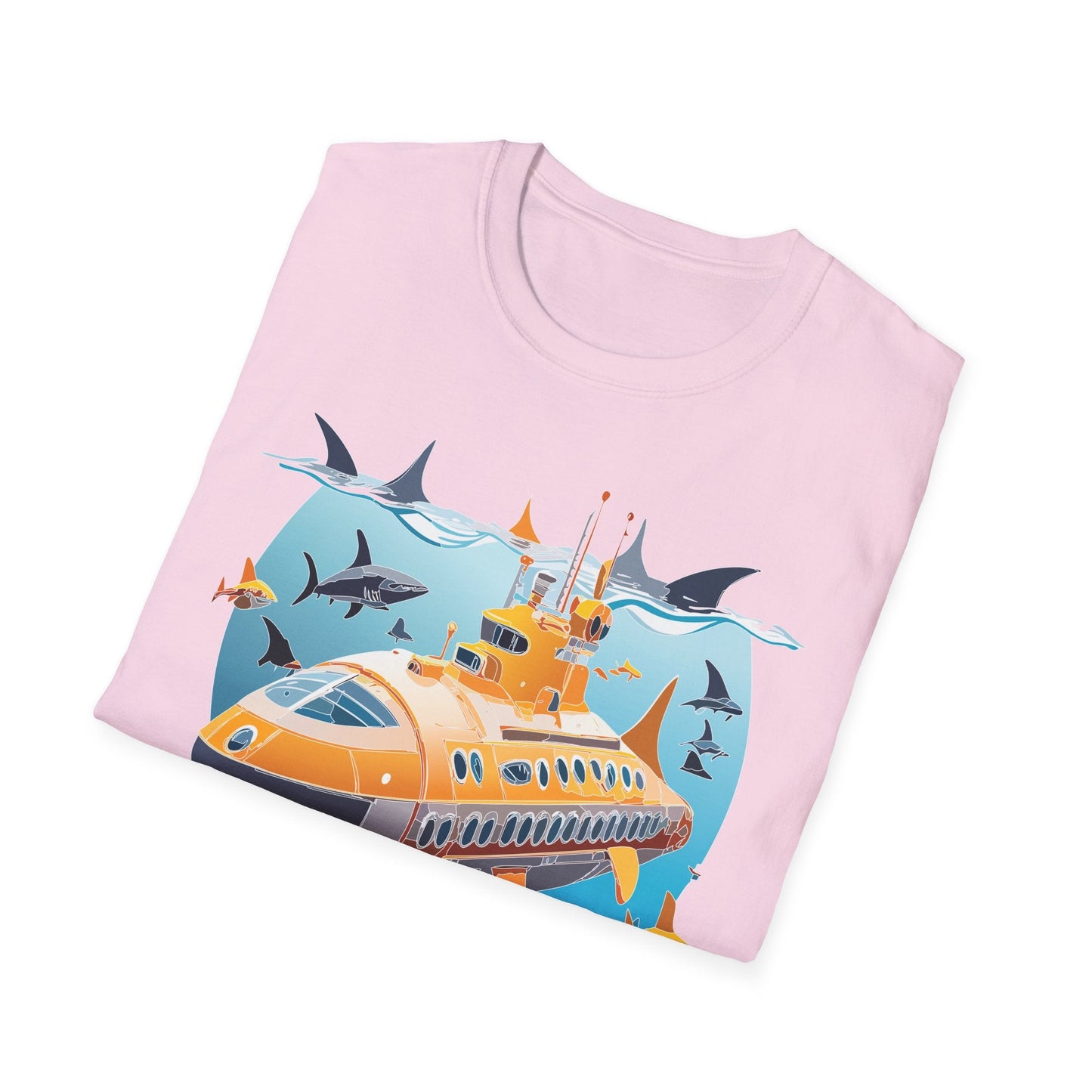 Ocean Themed Unisex Gildan Softstyle 64000 Short Sleeve T Shirt With Ocean Art Design
