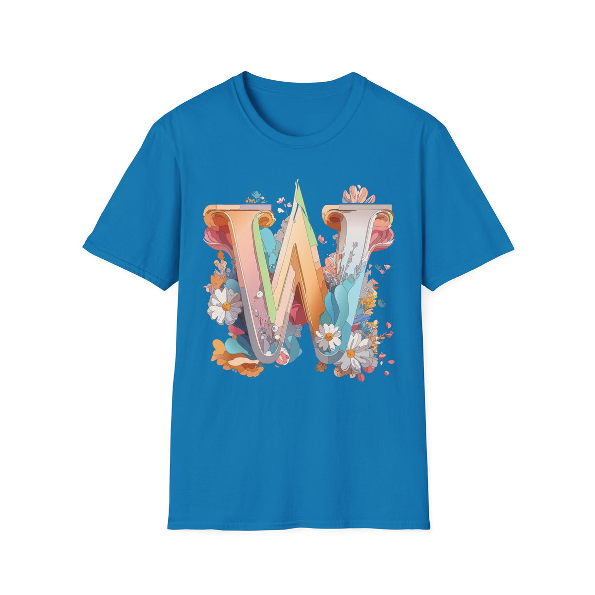 Floral Letter W Monogram T-Shirt | Floral Initial Tee