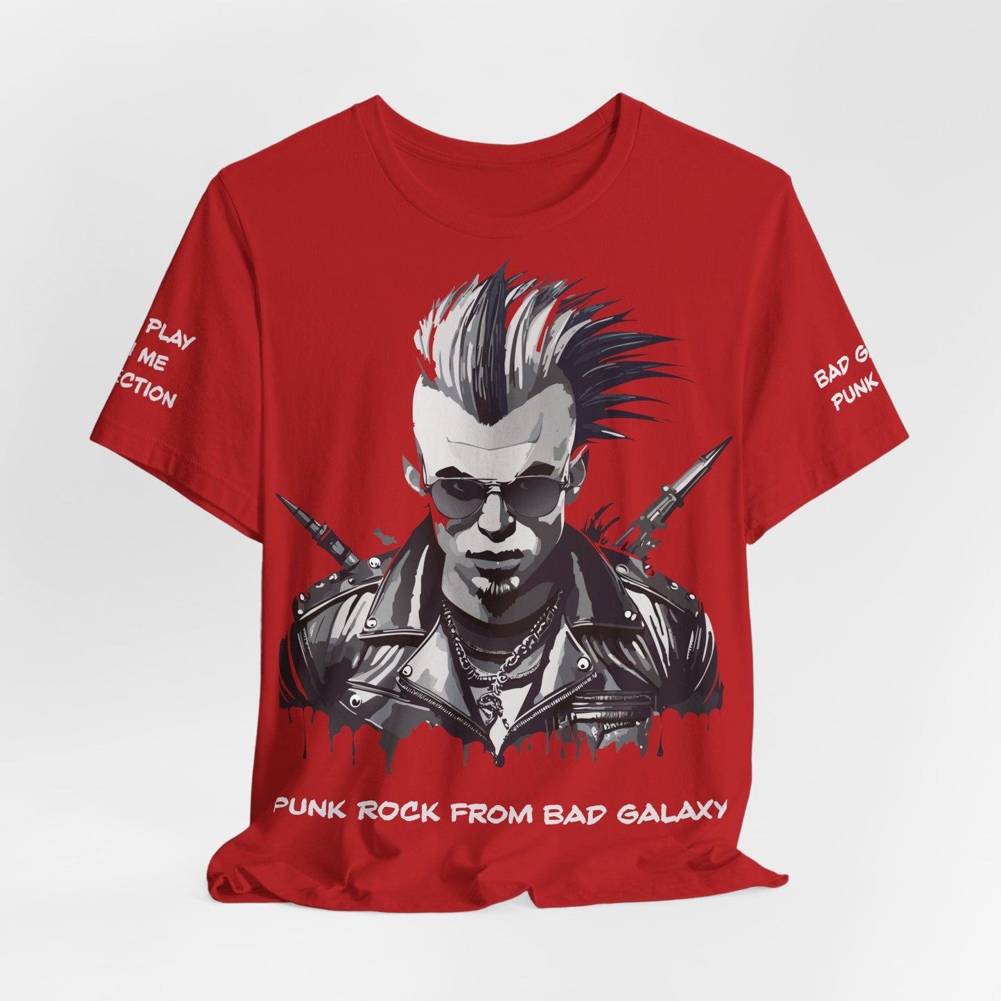 Punk Rock Tee Shirt 100 Percent Cotton Made To Order From Bad Galaxy Eco Friendly Inks USA