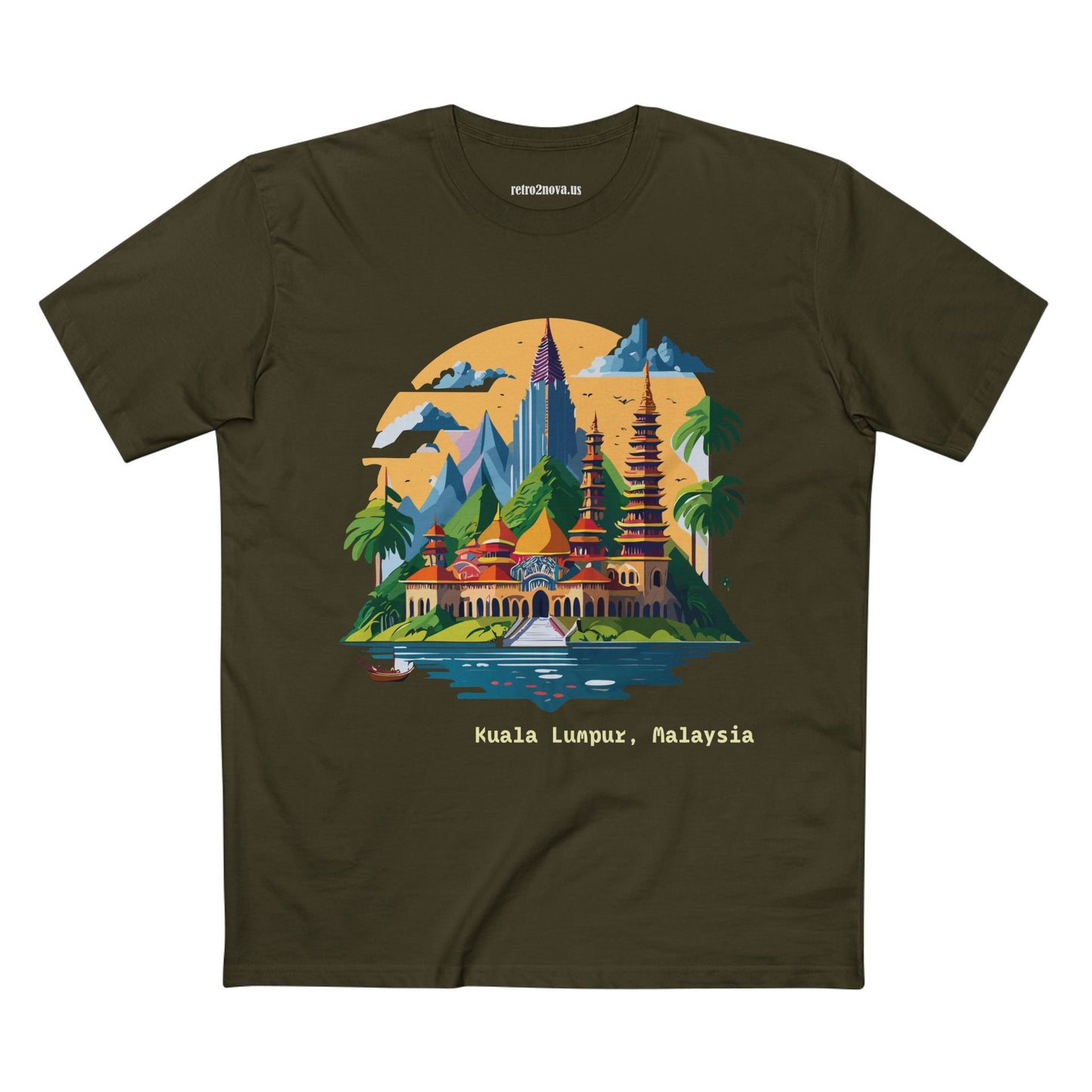 Travel Shirt Kuala Lumpur Tourist Shirt Unisex Premium Cotton Art Tee Retro2Nova Original Design