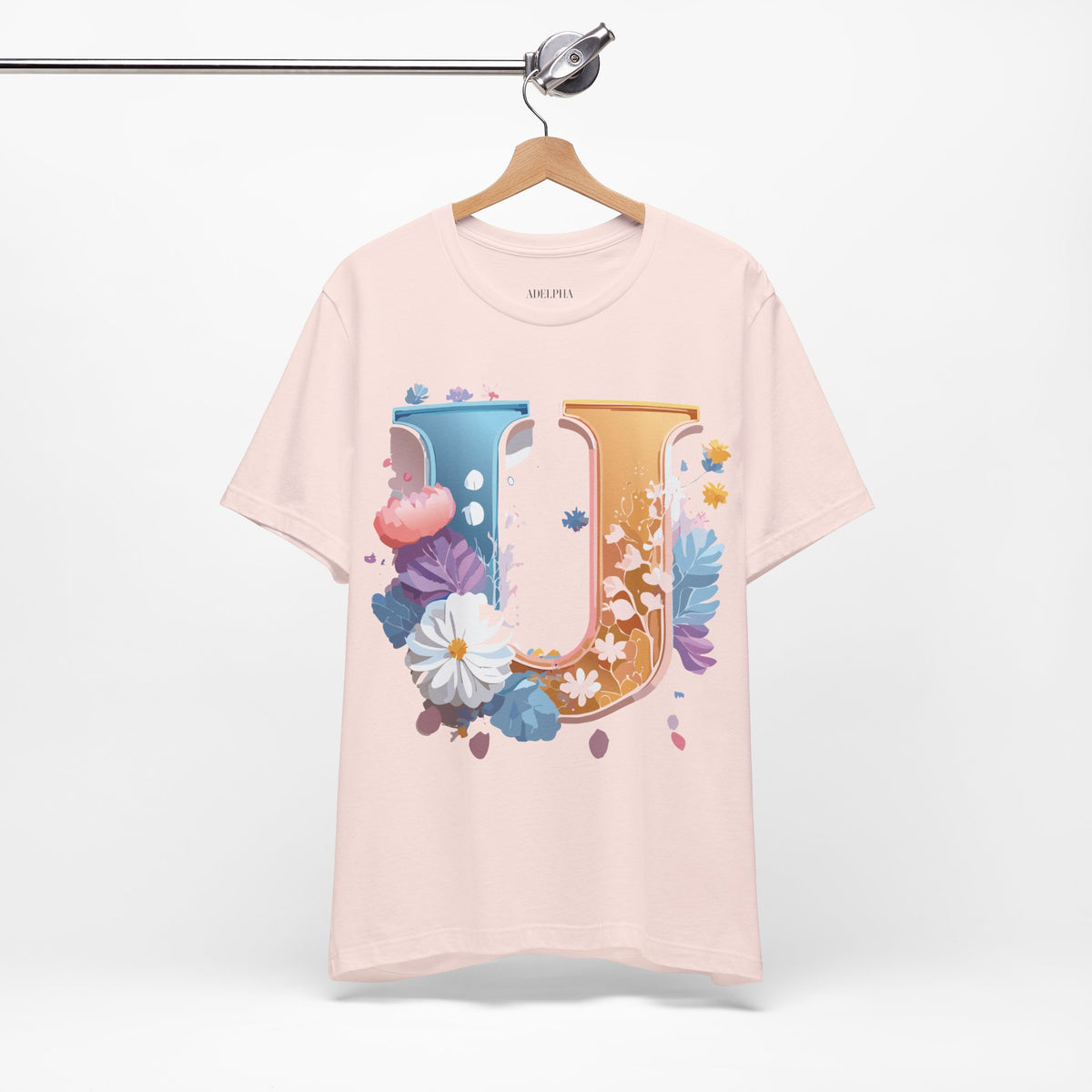 Letter U Graphic Unisex Cotton Bella+Canvas Tee with Art Letter Design