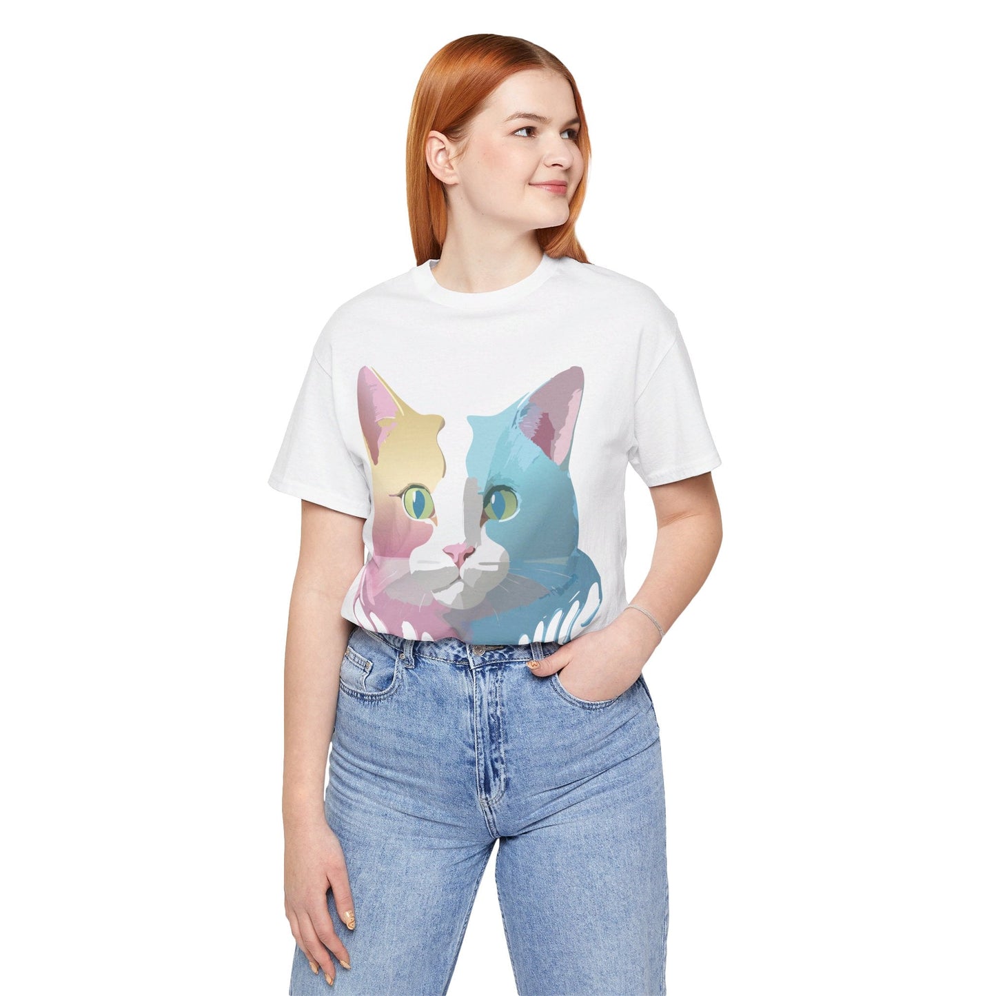 Cat Graphic Tee Unisex Short Sleeve Shirt Vintage Style Adelpha