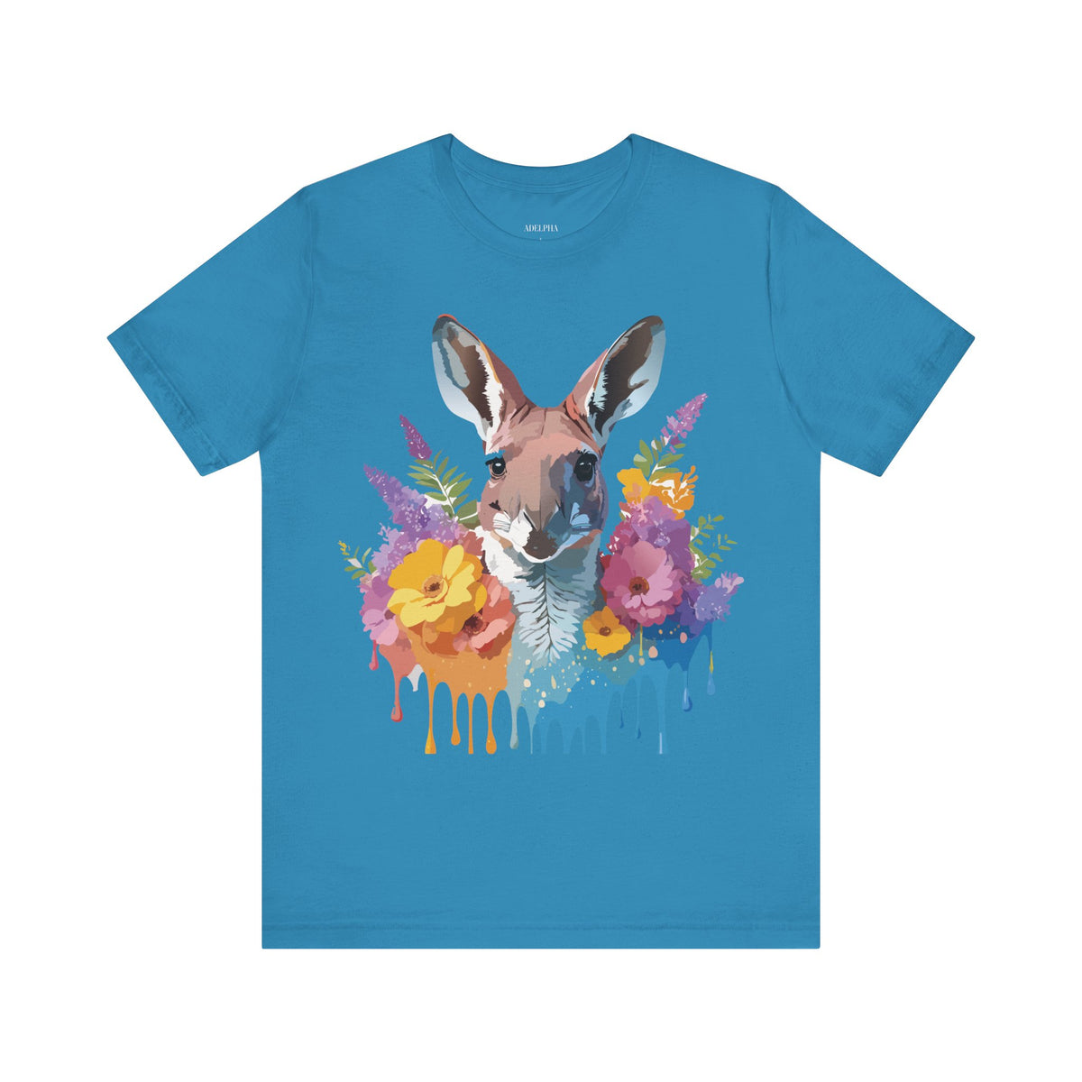 Kangaroo Graphic Unisex Cotton Bella+Canvas Tee with Art Animal Design e37
