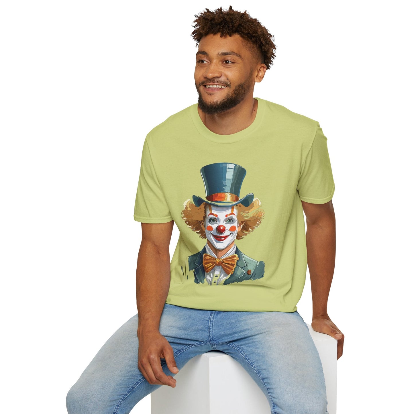 Funny Clown Shirt Unisex T Shirt Circus Style Tee With Scary Man Artwork Gildan 64000