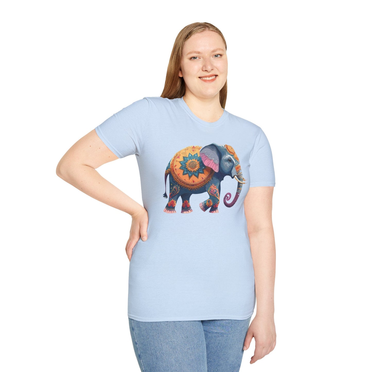 Elephant T Shirt Unisex Gildan Softstyle Tee 100 Percent Ring Spun Cotton Animal Shirt