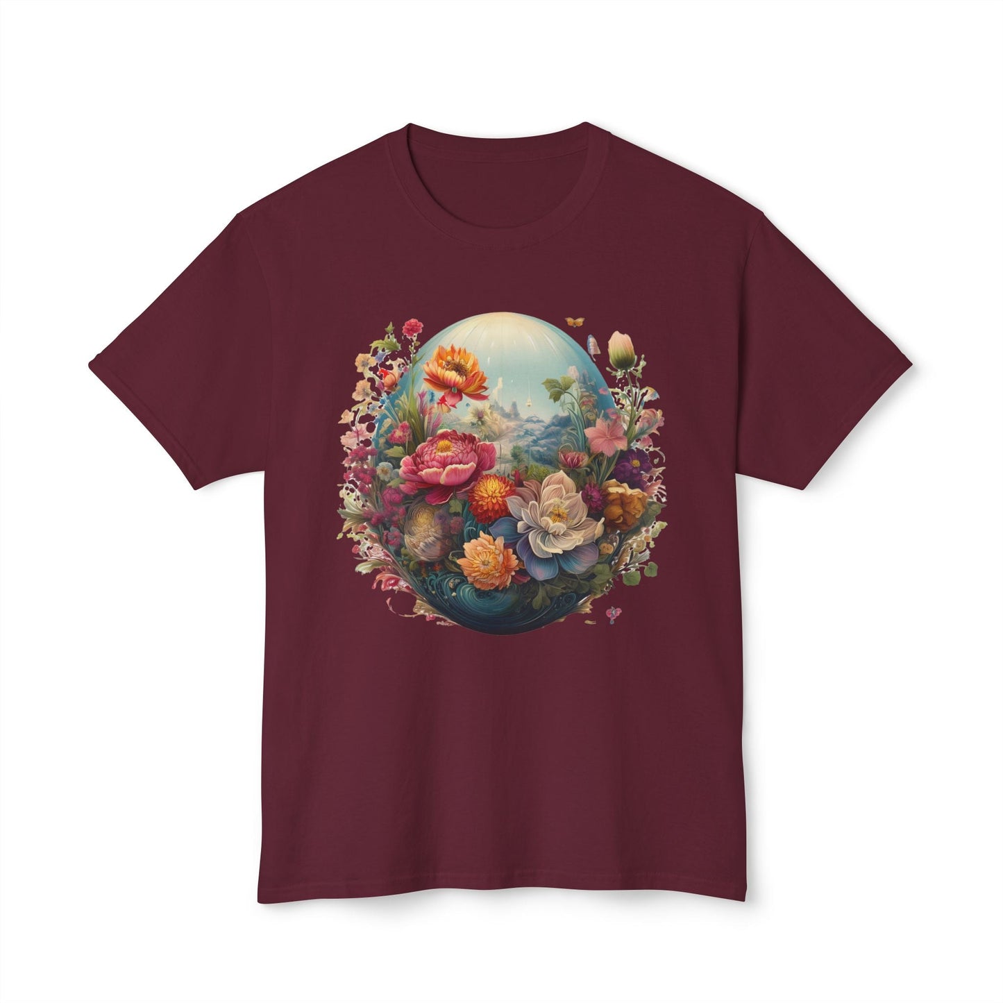 Unisex Floral T Shirt With Vintage Flower Art Print Cotton Tee For Men Women Everyday Wear