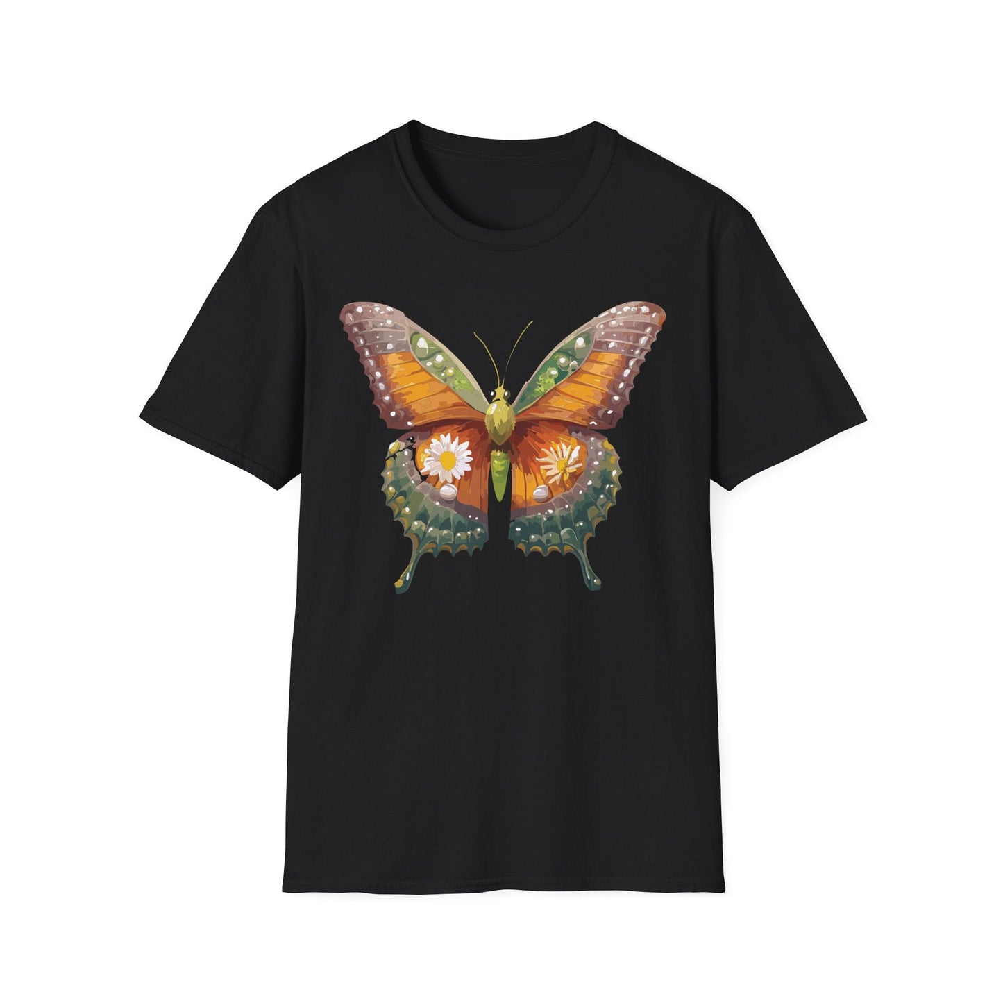 Butterfly T Shirt Unisex Monarch Shirt Gildan Softstyle 64000 100 Percent Ring Spun Cotton