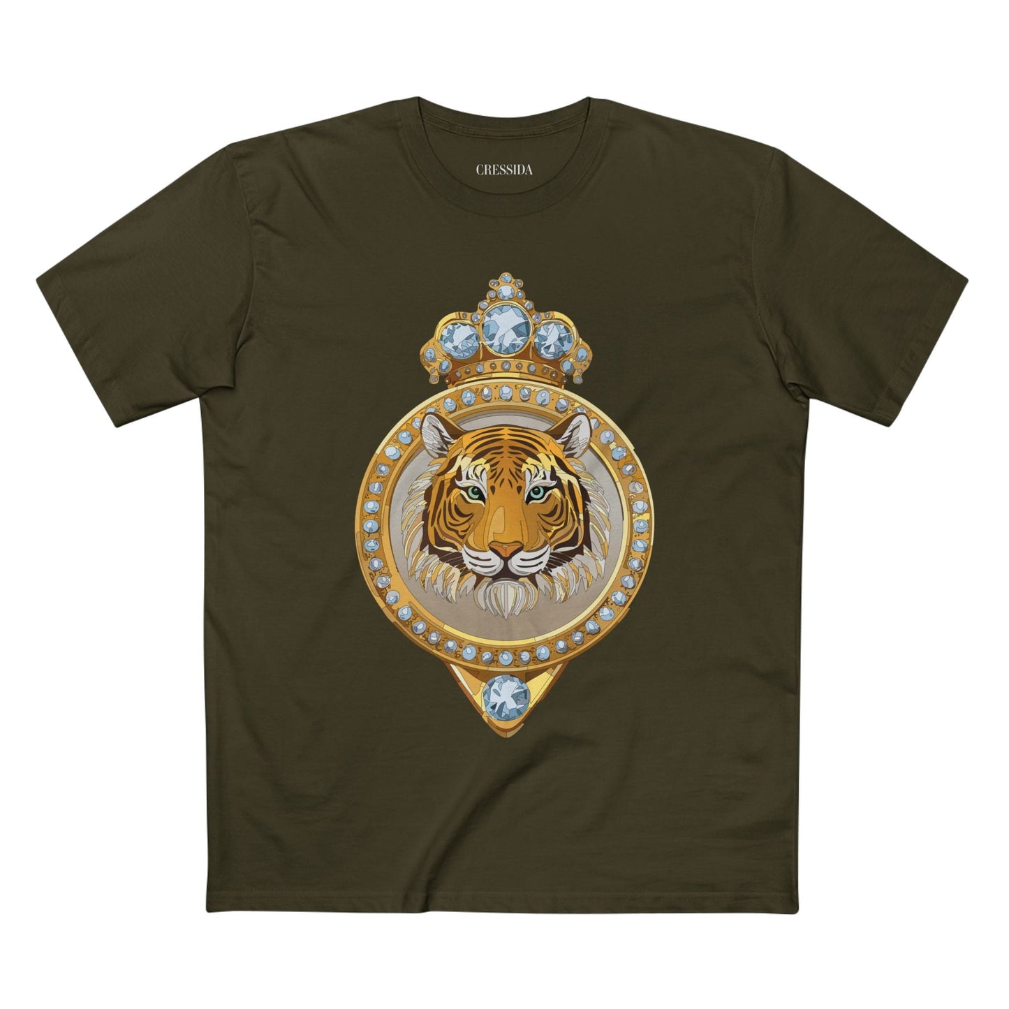 Tiger Graphic Unisex 100 Cotton Tee With Unique Animal Golden Medallion Art Design 2
