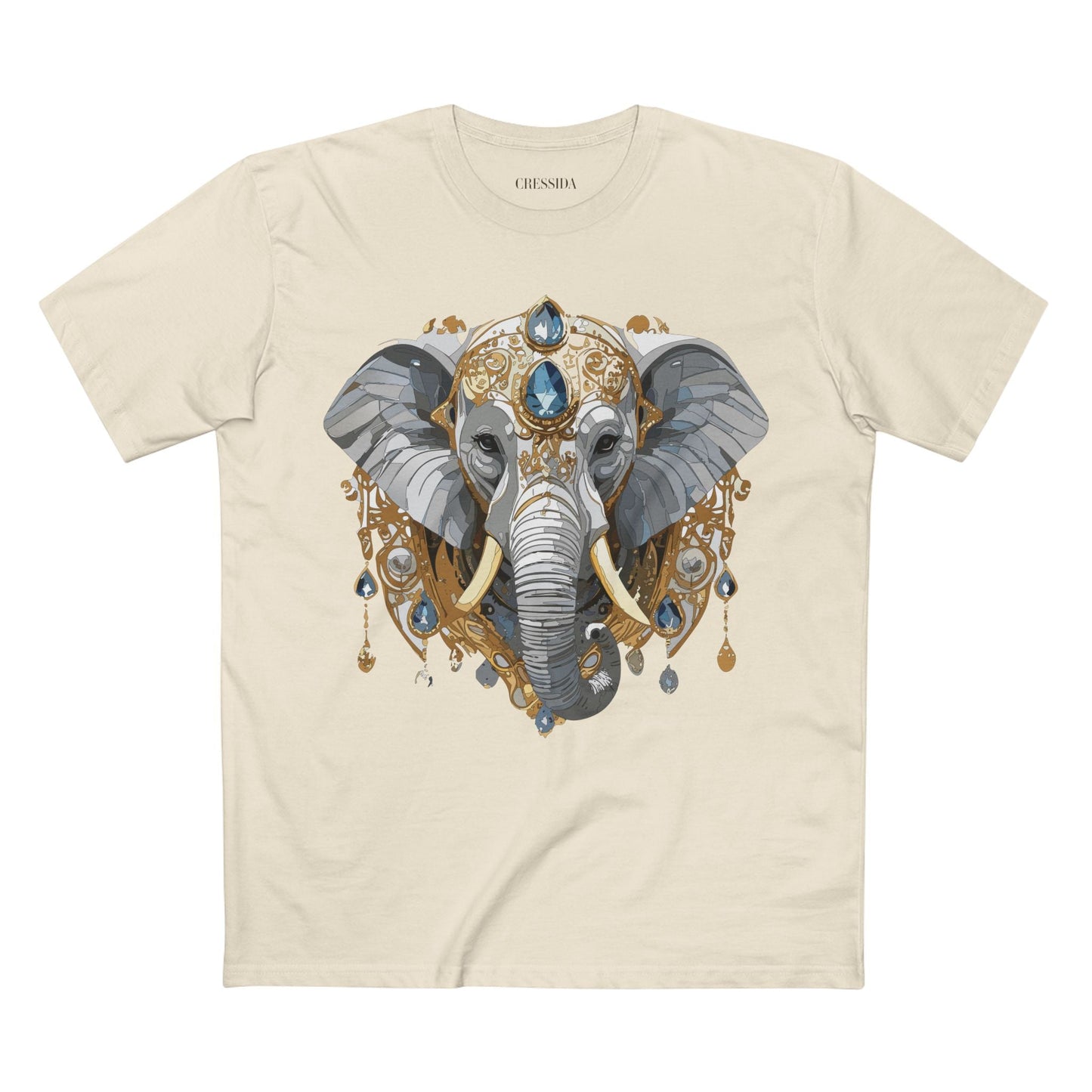 Elephant Graphic Unisex 100 Cotton Tee With Unique Animal Golden Medallion Art Design 37
