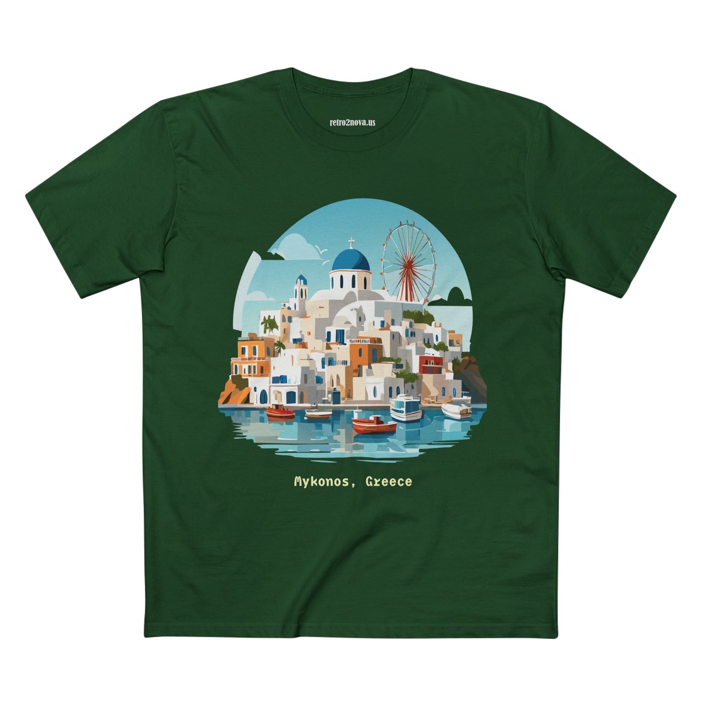 Unisex Greece Travel Shirt With Original Art Design Premium Cotton Tee Retro2Nova