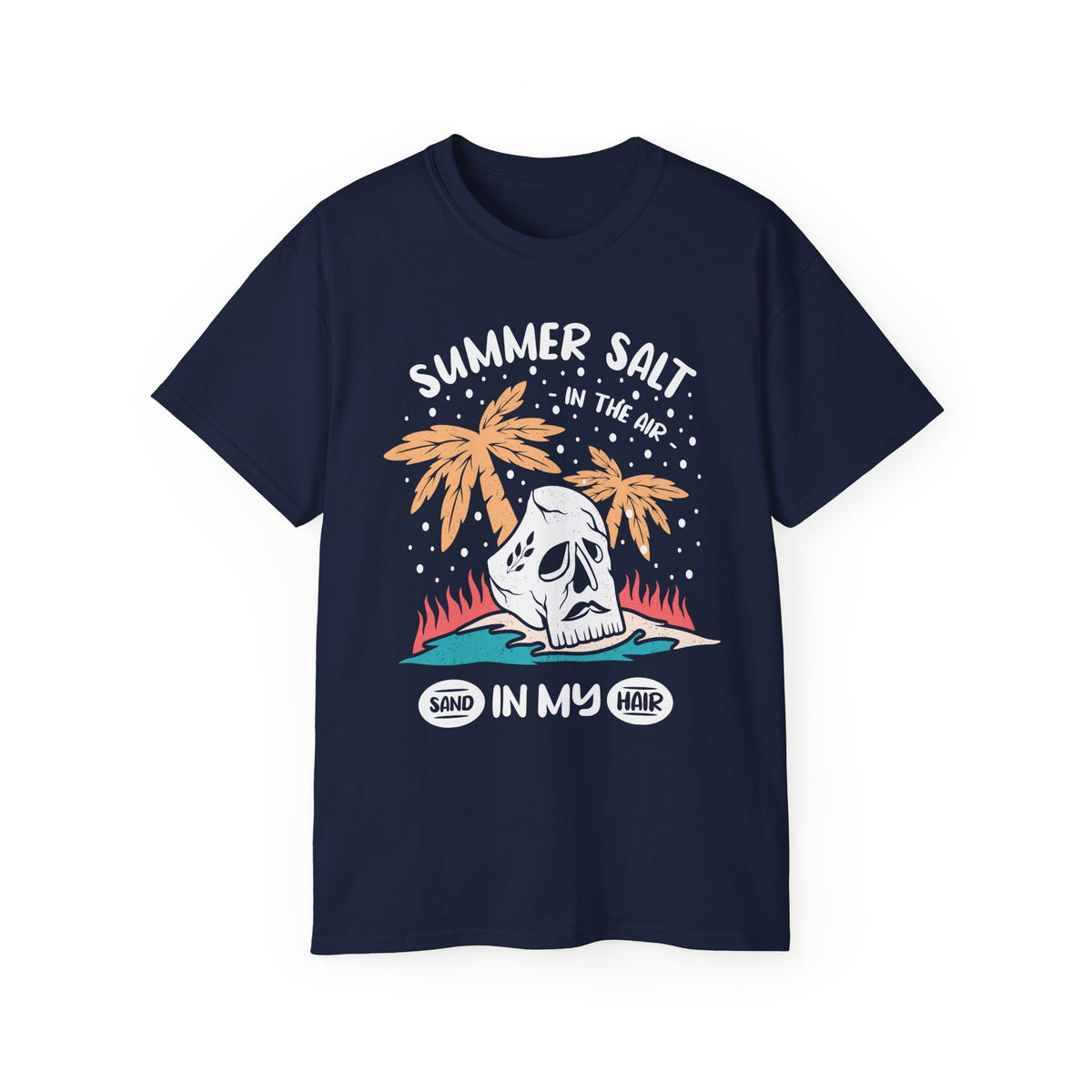 Summer Salt Skull Tee | Palm Trees Beach Vibes Graphic Shirt