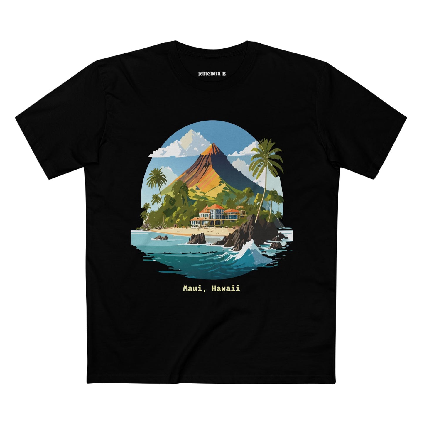 Retro2Nova Unisex Premium Cotton Art Tee Travel Shirt Hawaii Design Comfortable Everyday Tee