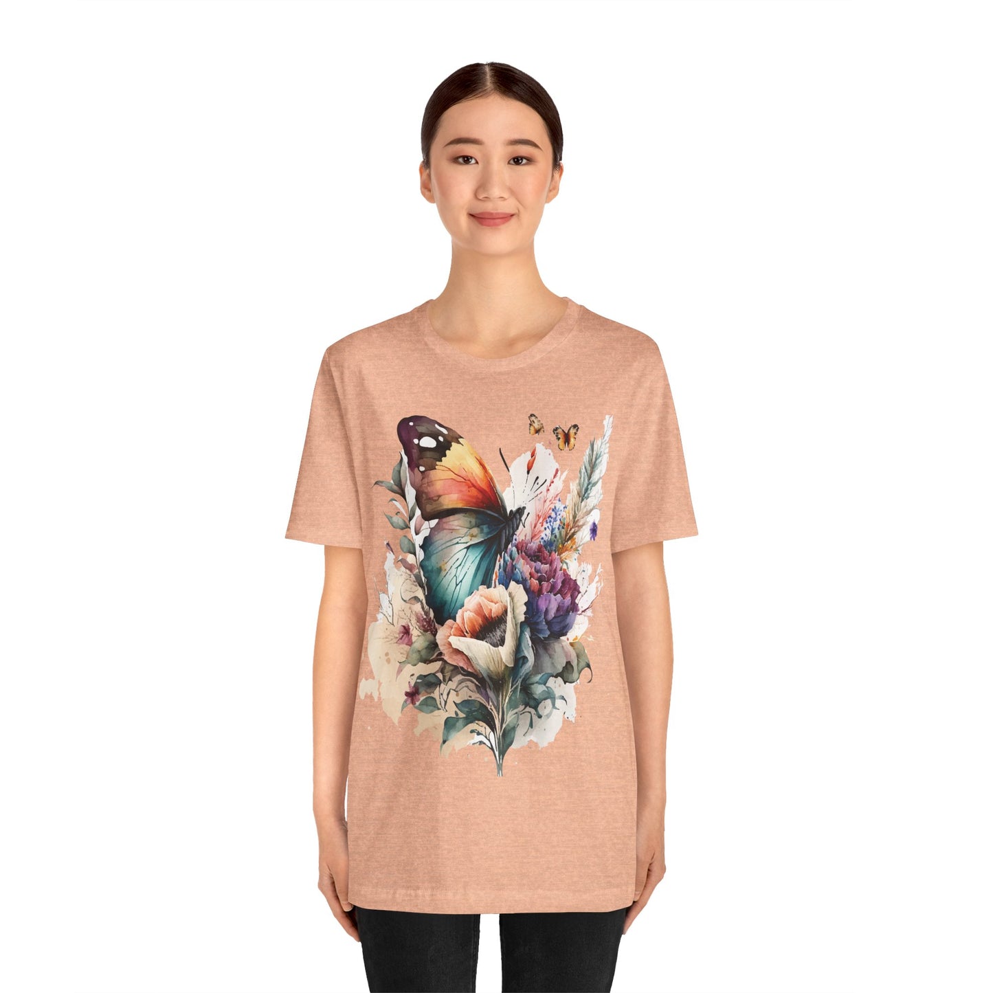 Cotton Tee Shirt with Butterfly Prints