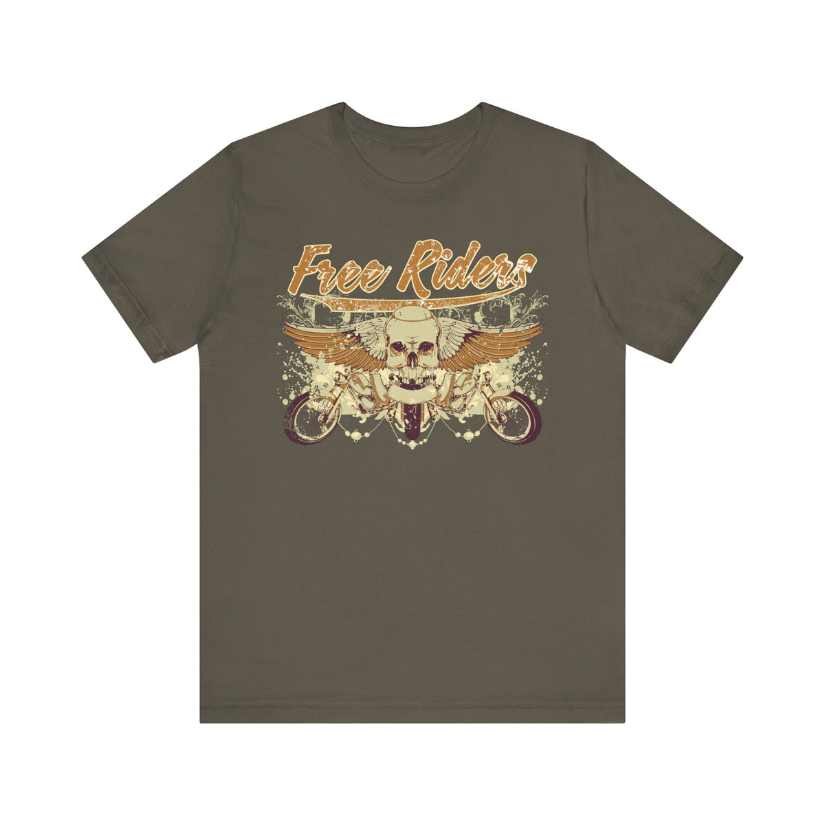 Free Riders Skull Motorcycle Tee Biker Graphic Art Design T-Shirt A-1