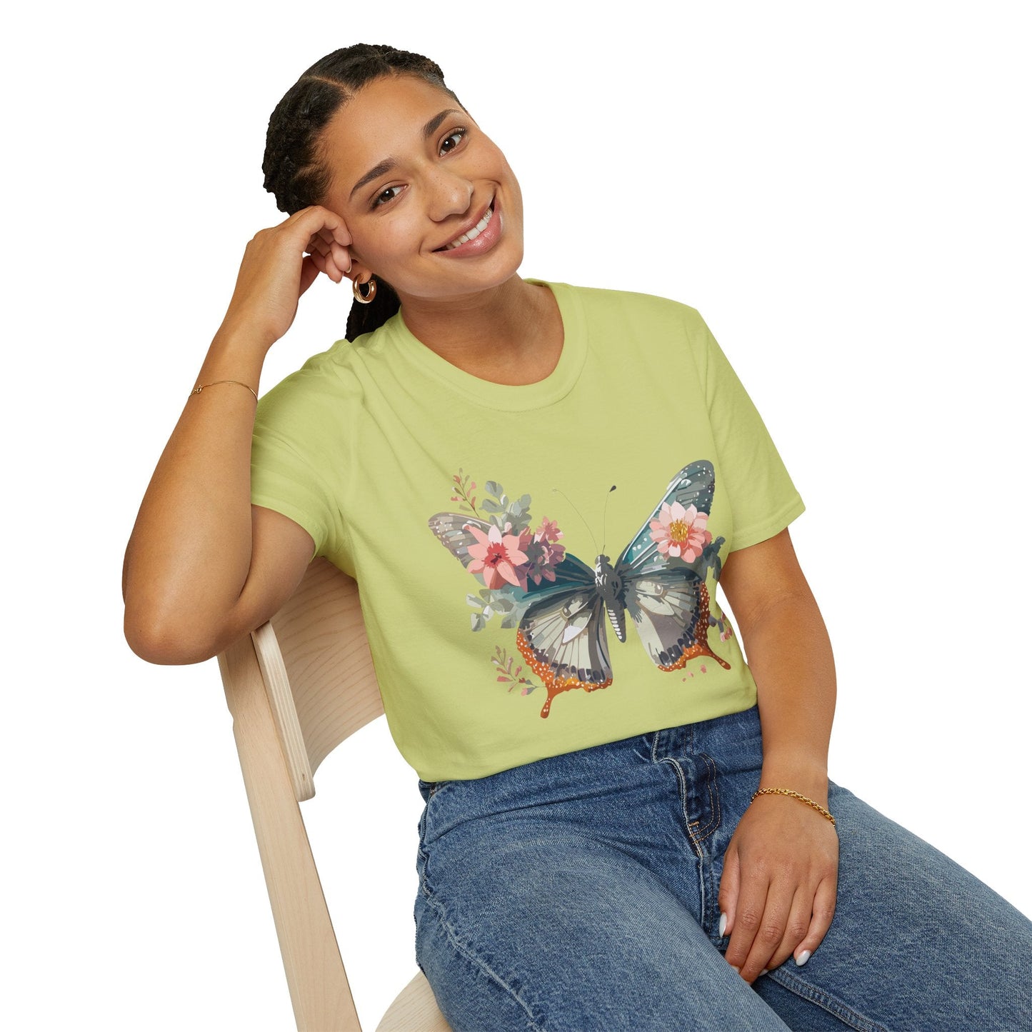 Butterfly Shirt Unisex Softstyle T Shirt Gildan 64000 Lightweight Ring Spun Cotton Monarch Design