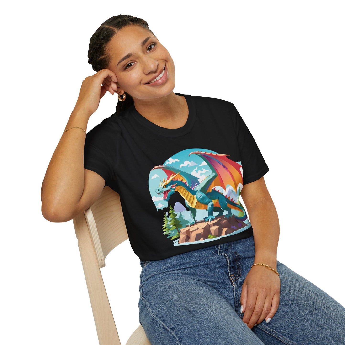 Dragon Graphic Tee Unisex Softstyle 100 Percent Ring Spun Cotton Animal Art Print Shirt