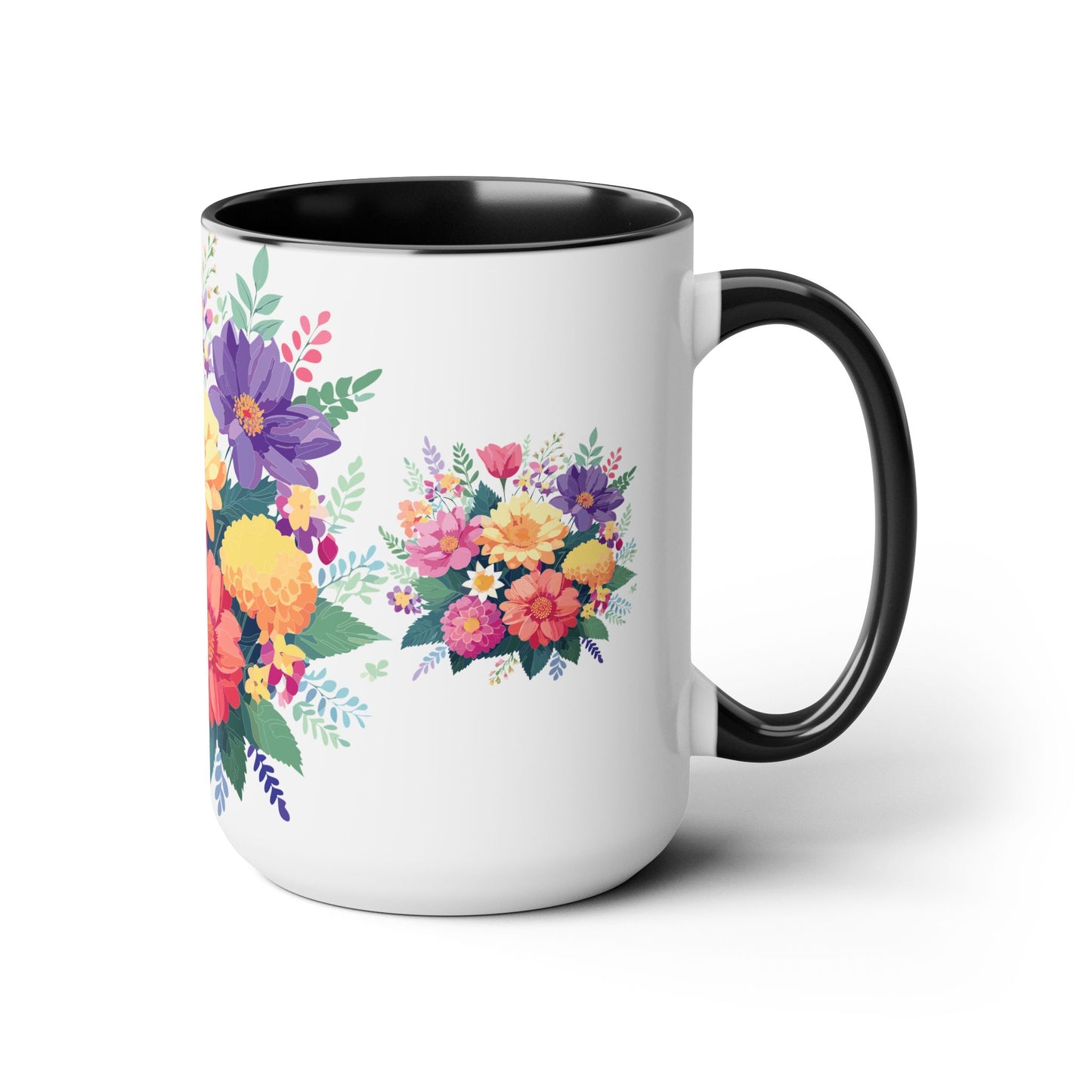 Two-Tone Coffee Mug with flowers