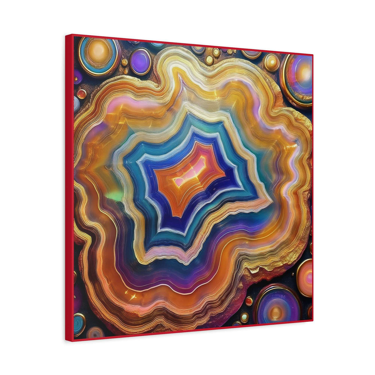 Agate Stone Graphic Print Canvas, Oil Paint Print 20x20, 24x24, 30x30, 32x32, 36x36 Canvas Pine-Wood Inner Frame MC-191