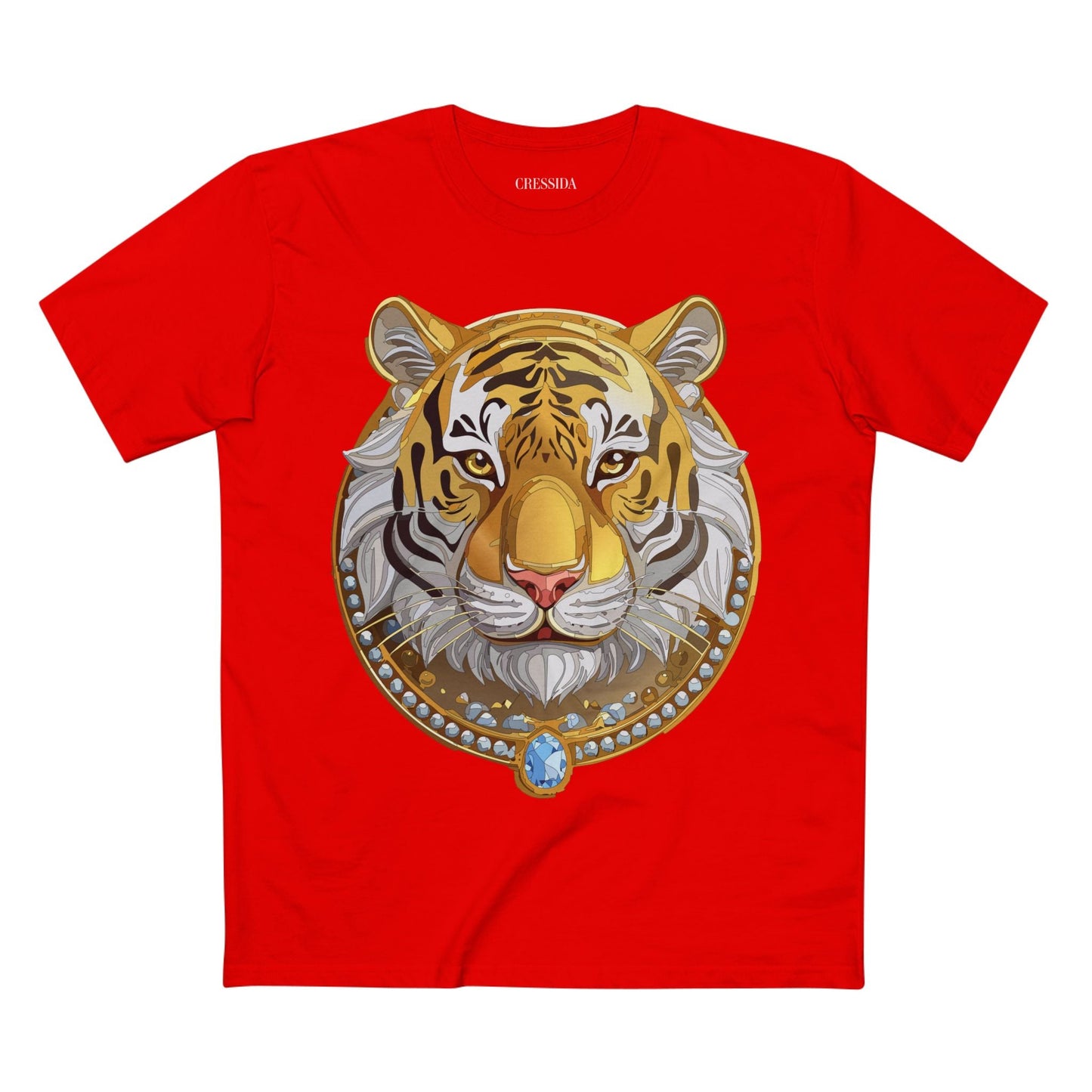 Tiger Graphic Unisex 100 Cotton Tee With Unique Animal Golden Medallion Art Design 4