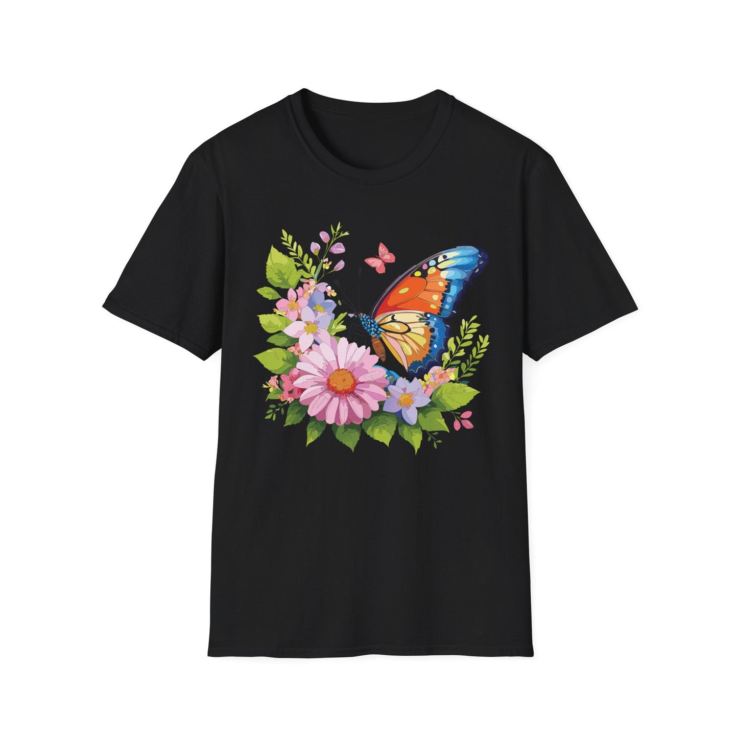 Butterfly T Shirt Unisex Short Sleeve Gildan Softstyle 64000 Monarch Butterfly Design Graphic