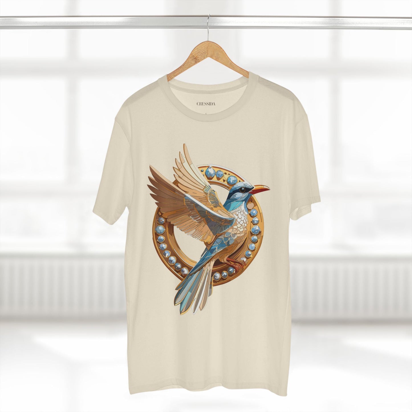 Bird Graphic Unisex 100 Cotton Tee With Unique Animal Golden Medallion Art Design 20