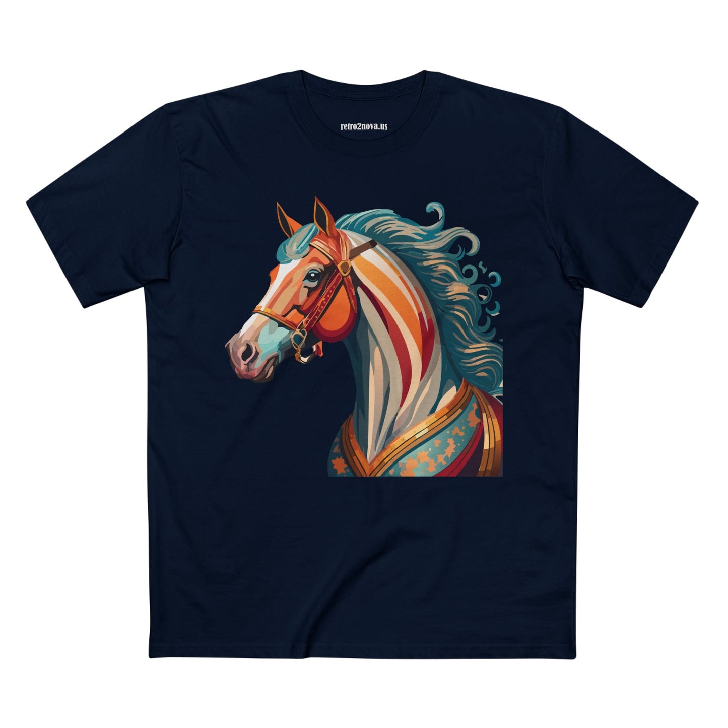 Horse Animal Shirt Unisex Premium Cotton Tee With Original Art Design From Retro2Nova Soft Breathable Art Collection