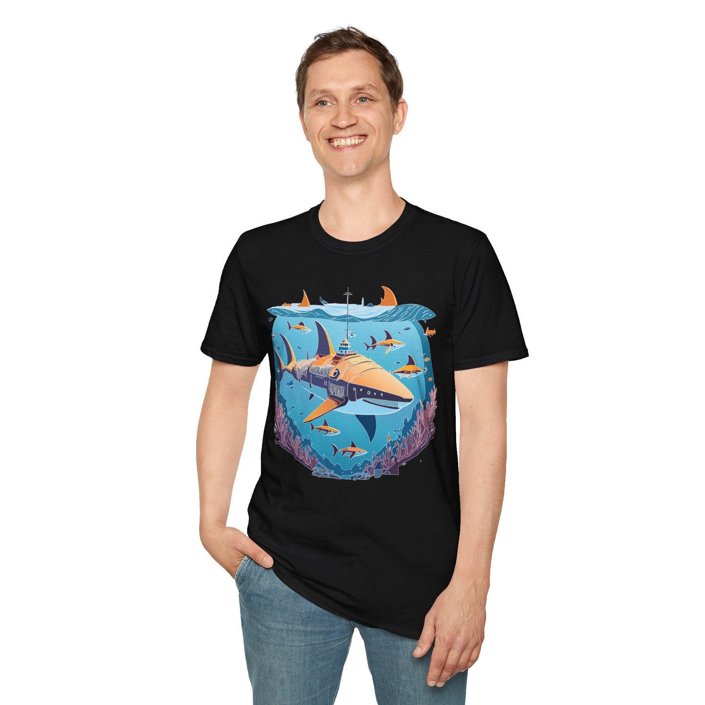 Ocean Tee Shirt Unisex Softstyle Cotton Tee 4.5 Oz Lightweight U Boat Theme Design
