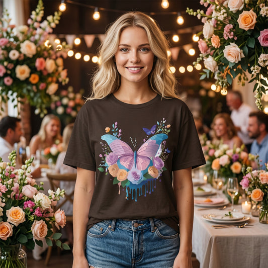 Butterfly Graphic Unisex Cotton Bella+Canvas Tee with Art Design n87