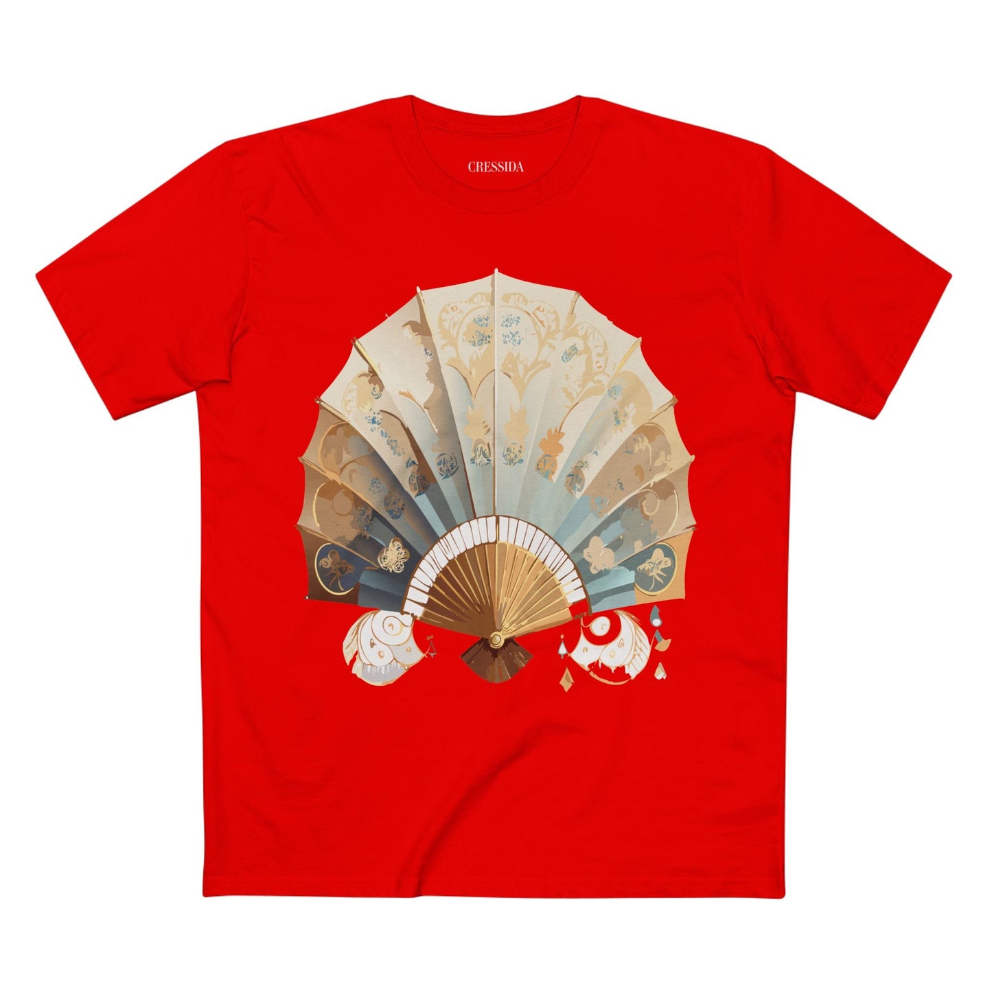 Antique Fan Graphic Design T-Shirt Unisex 100 Cotton Floral Carnival Artwork Tee 14