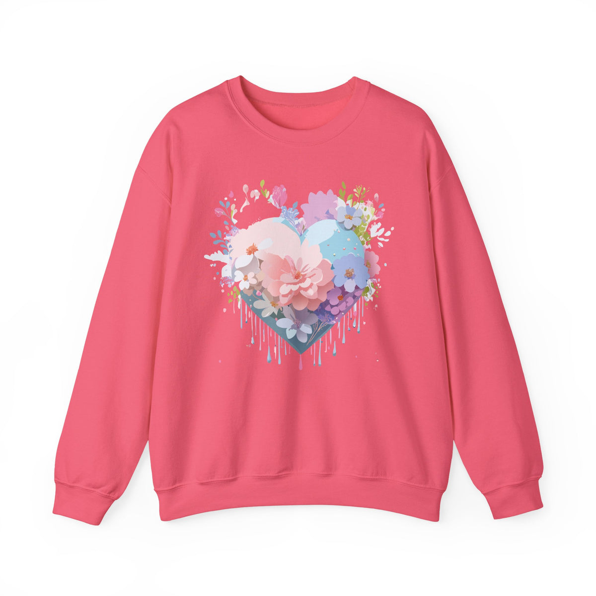 Floral Heart Love Graphic Valentine's Day Sweatshirt Unisex 50/50 Cotton-Poly Sweatshirt w22