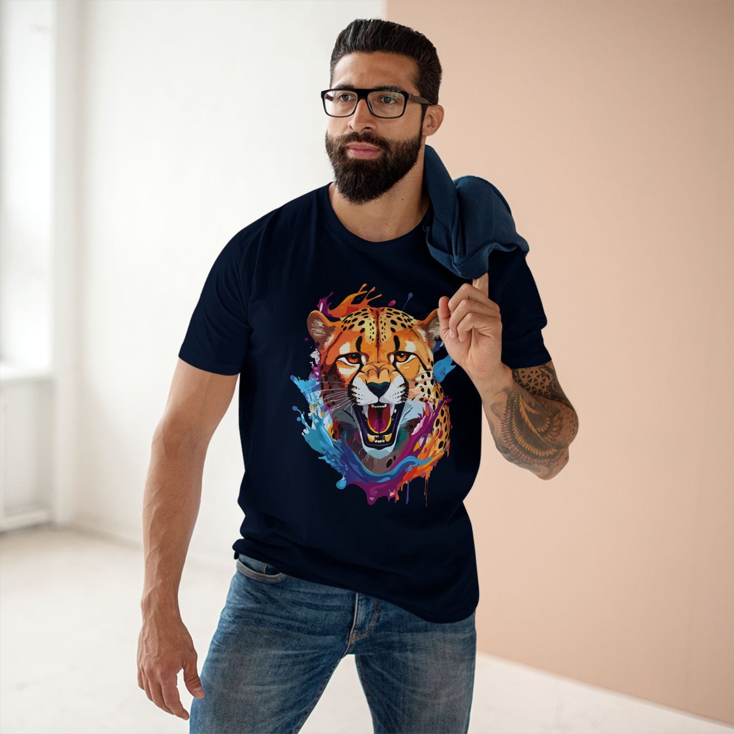 Cheetah Graphic Unisex 100 Cotton Staple Tee with Animal Design Artwork 23