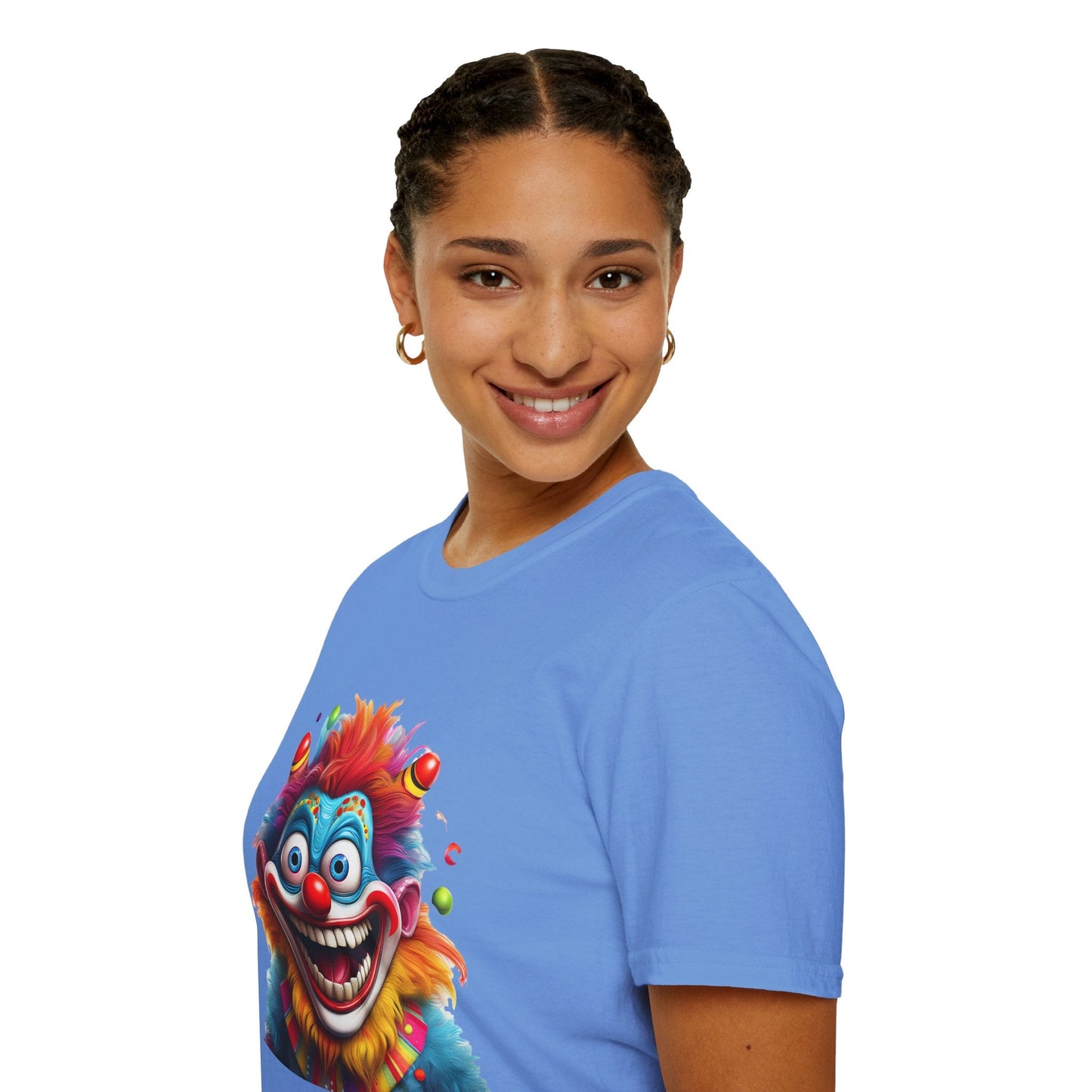 Clown Themed Unisex T Shirt Funny Man Circus Scary Man Tee Gildan Softstyle 64000 Cotton