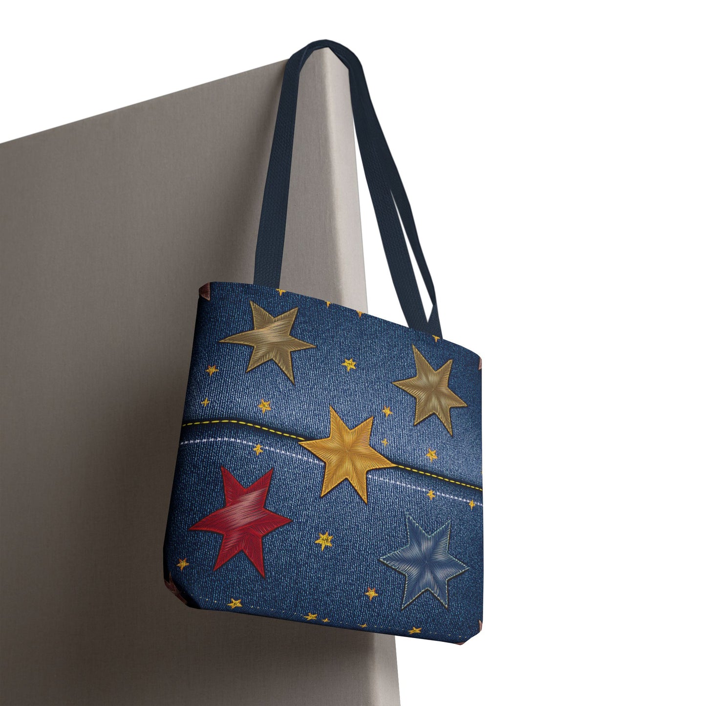 Denim Fabric Imitation Print Unisex Canvas Bag Poly Spun 3 Sizes Tote Bag 181-3