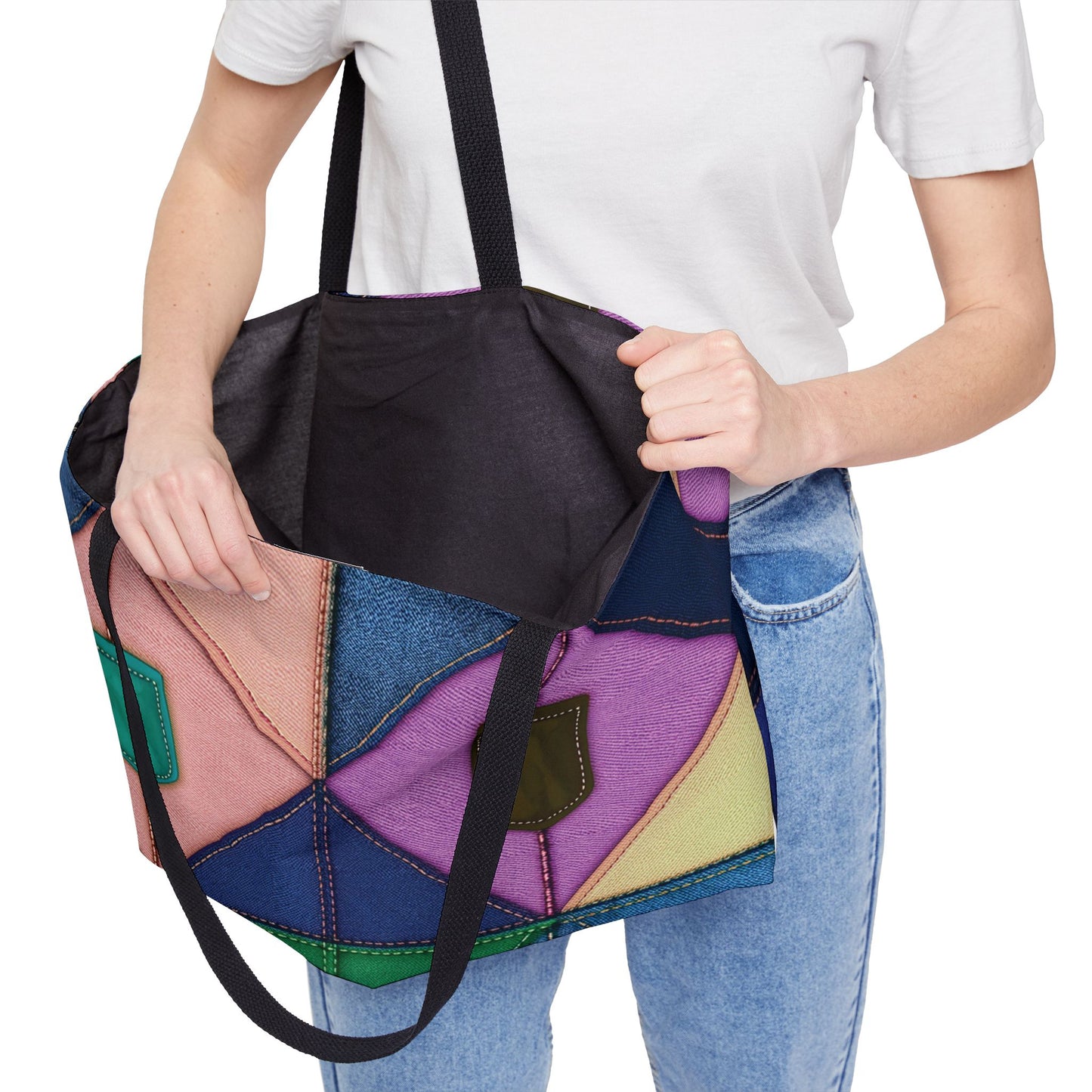 Denim Print Yoga Bag High-Quality 100% Spun Polyester 24x13 Canvas Gym Bag 31-2