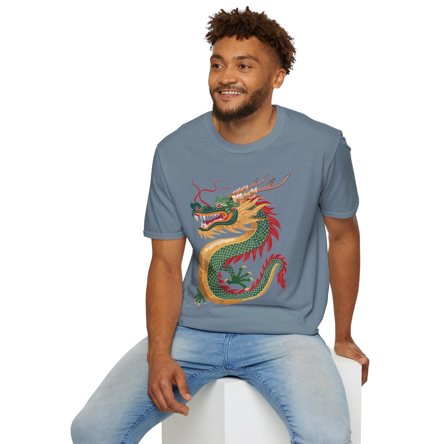 Dragon Graphic Unisex Cotton Softstyle Art Design Tee With Animals 9