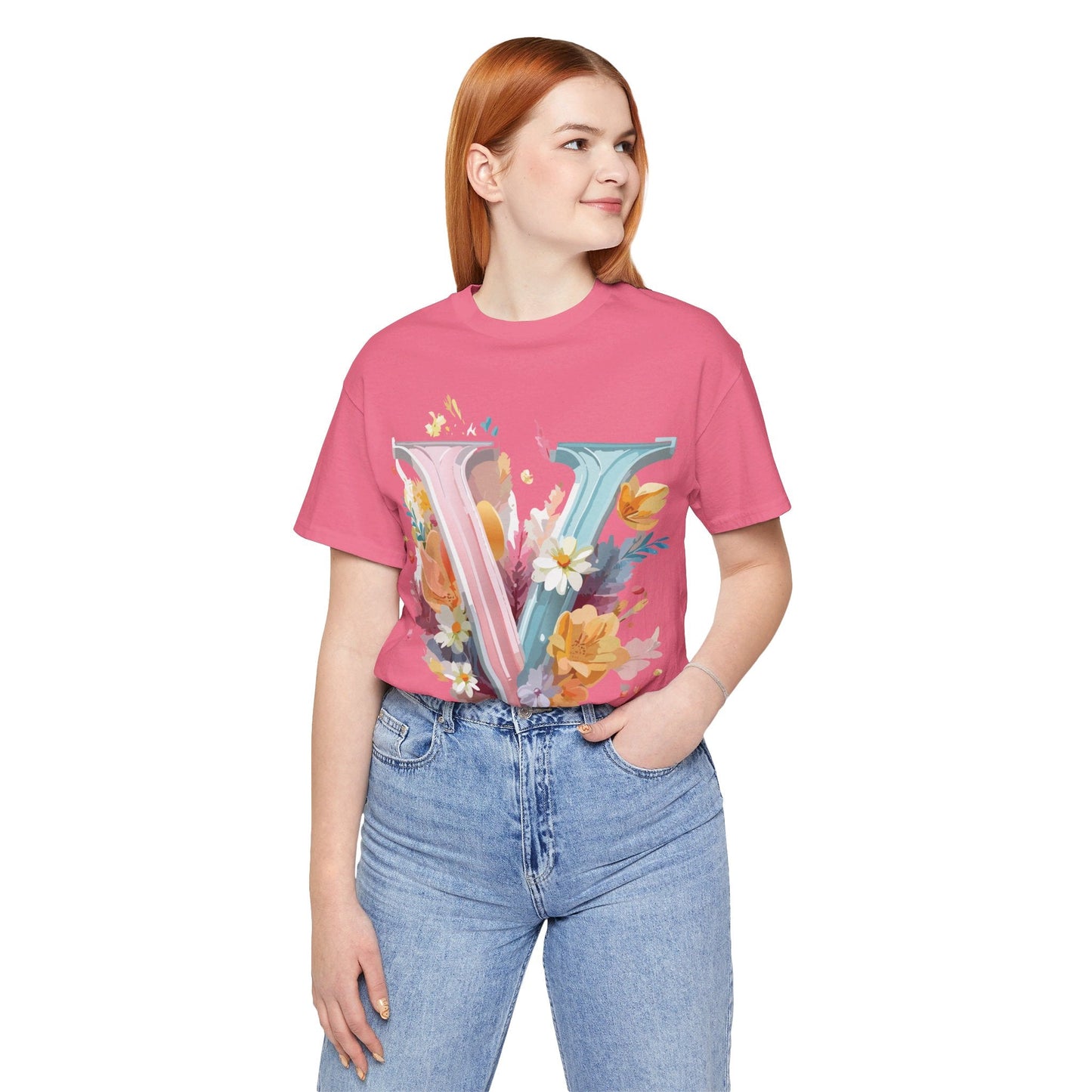 Letter V Graphic Tee Unisex Jersey Short Sleeve Art Design  Vintage Inspired