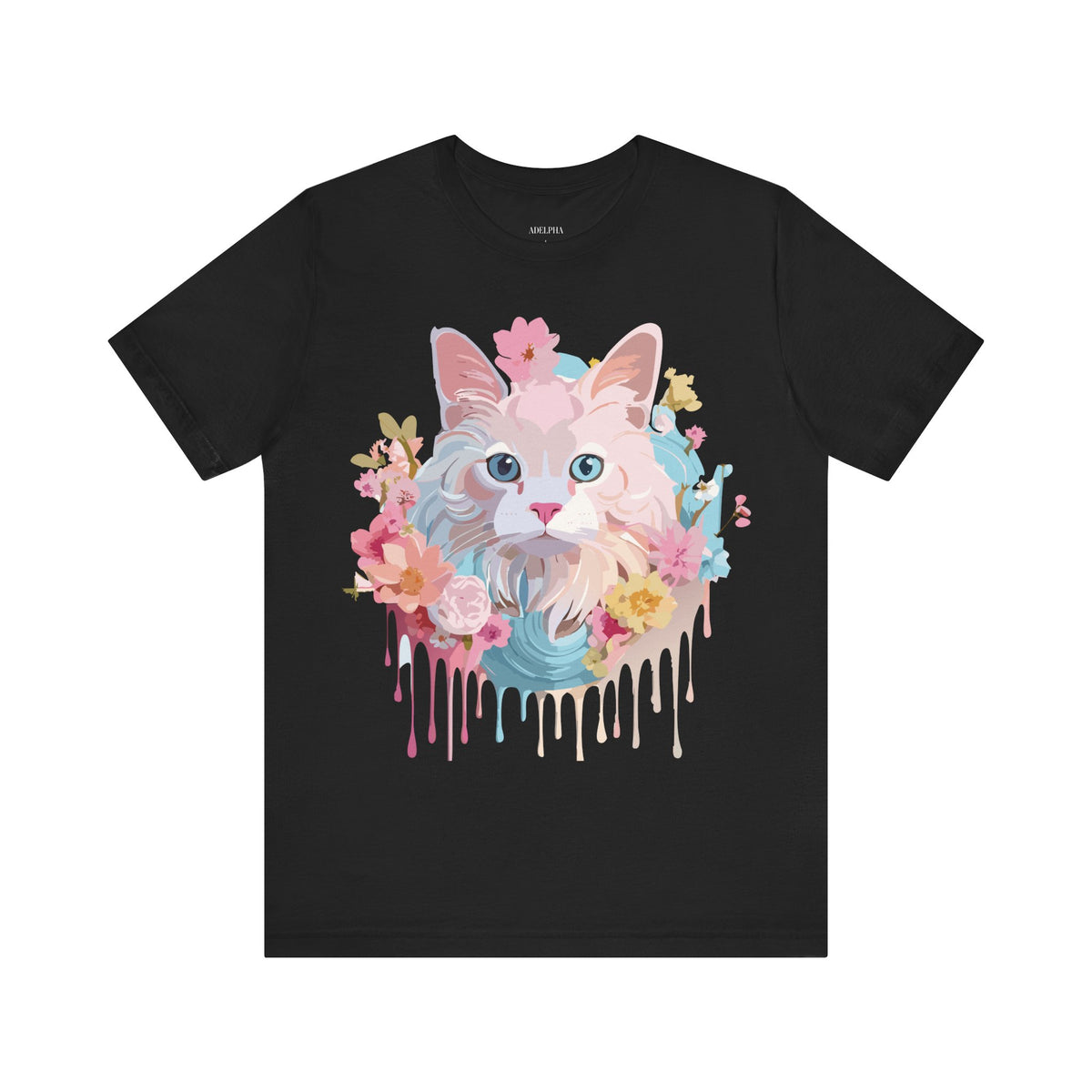 Cat Graphic Unisex Cotton Bella+Canvas Tee with Art Animal Design e102