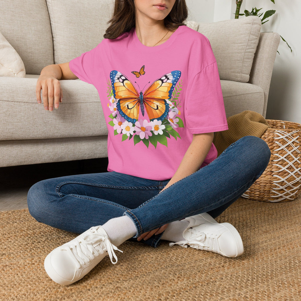 Monarch Butterfly Floral Butterfly Graphic Design Unisex 100 Cotton Gildan T-Shirt