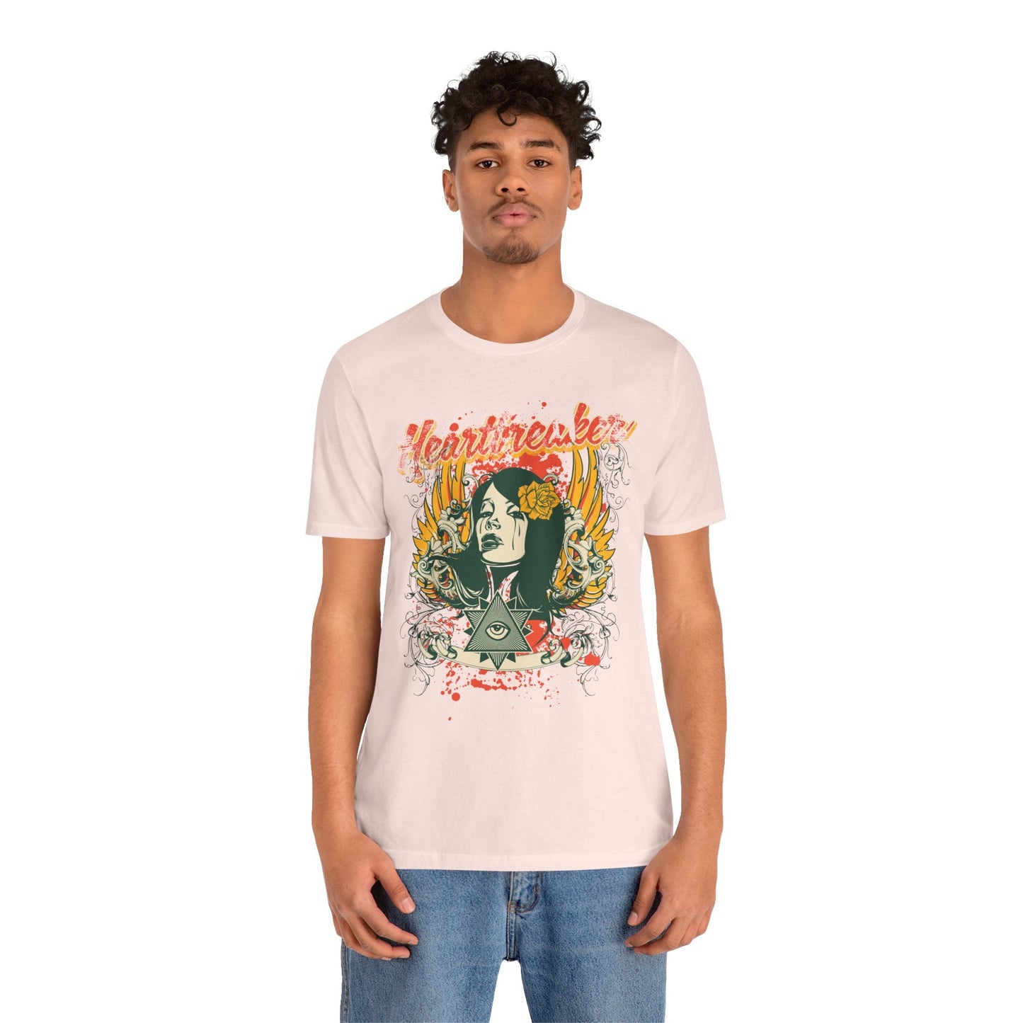 Heartbreaker Illustration Tee Retro Femme Portrait Floral Skull Graphic T-Shirt