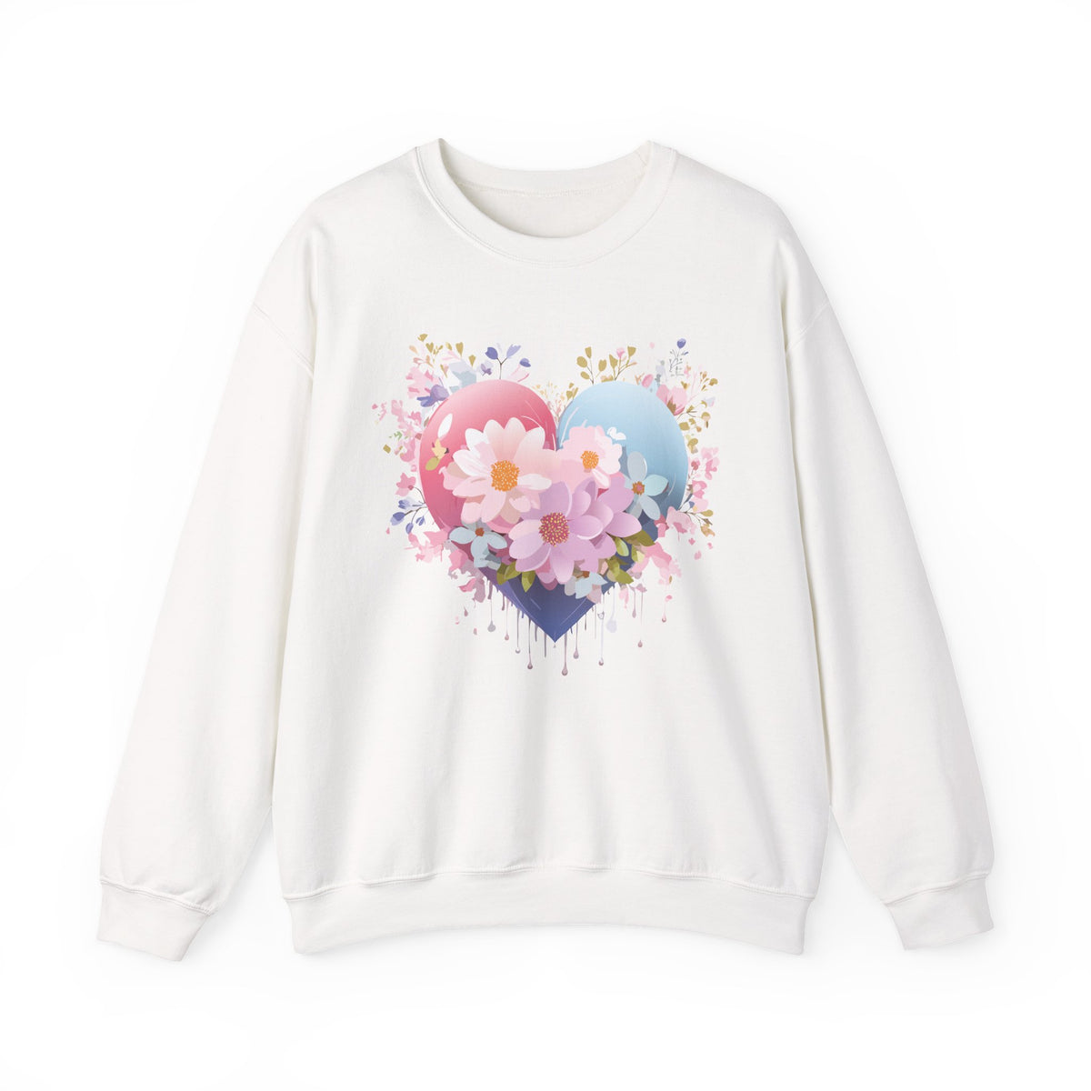 Floral Heart Love Graphic Valentine's Day Sweatshirt Unisex 50/50 Cotton-Poly Sweatshirt w27