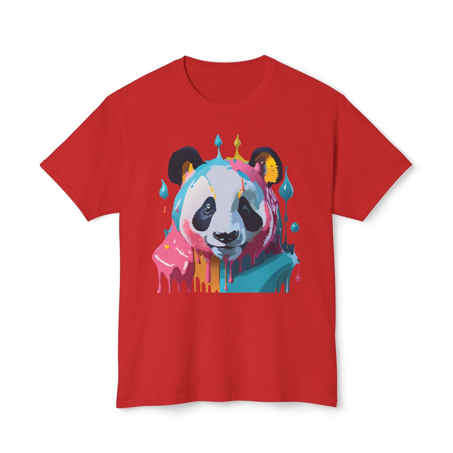 Unisex Panda Art T Shirt With Floral Design Print In HD Cotton 100 Percent USA Made