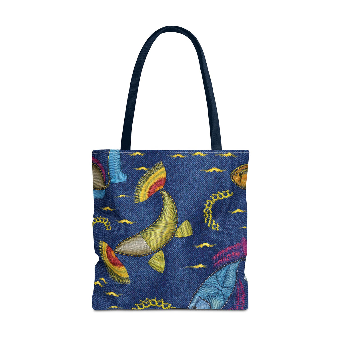 Denim Fabric Imitation Print Unisex Canvas Bag Poly Spun 3 Sizes Tote Bag 193-2