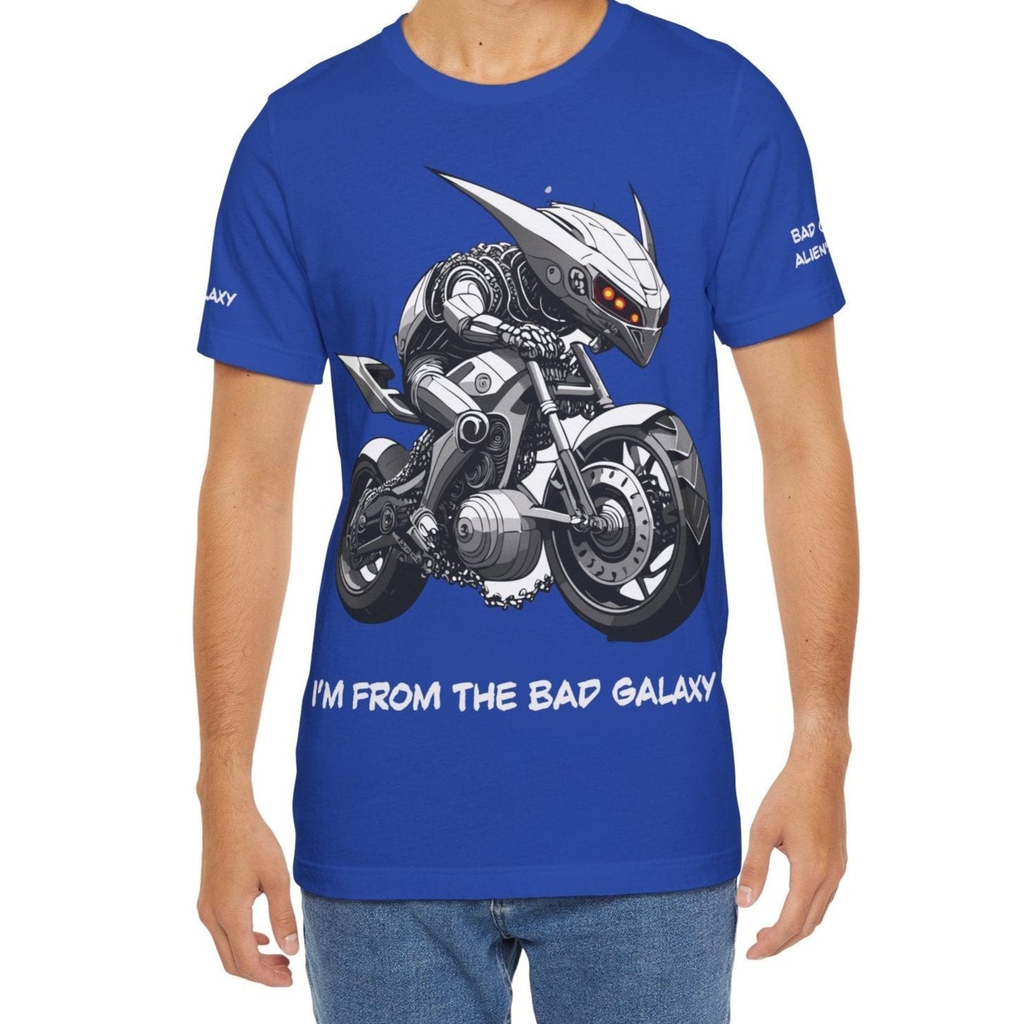 Tee Shirt With Alien From Bad Galaxy Made To Order 100 Percent Cotton Eco Friendly Print