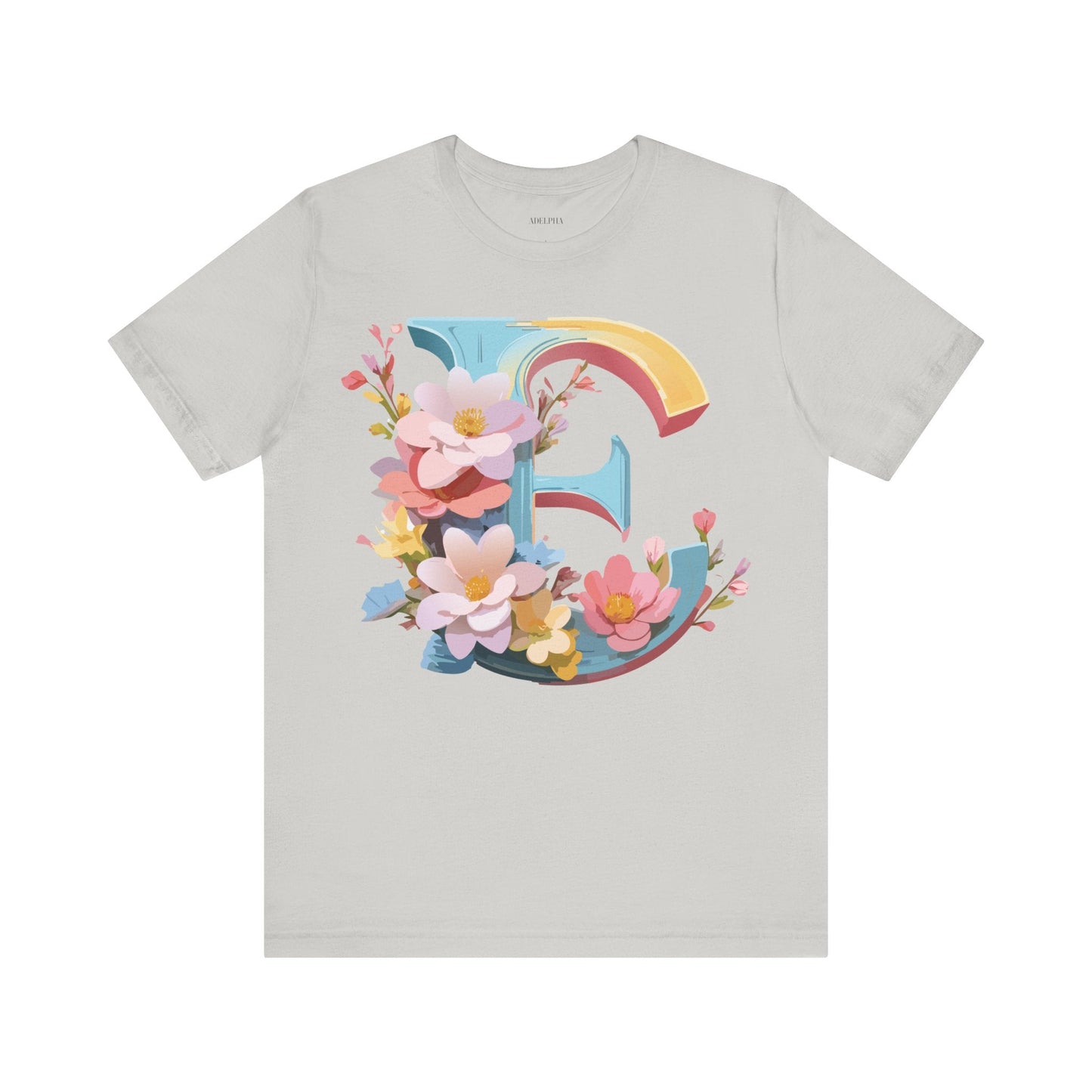 Letter E Shirt Unisex Graphic Tee Short Sleeve Vintage Inspired Art Design Adelpha