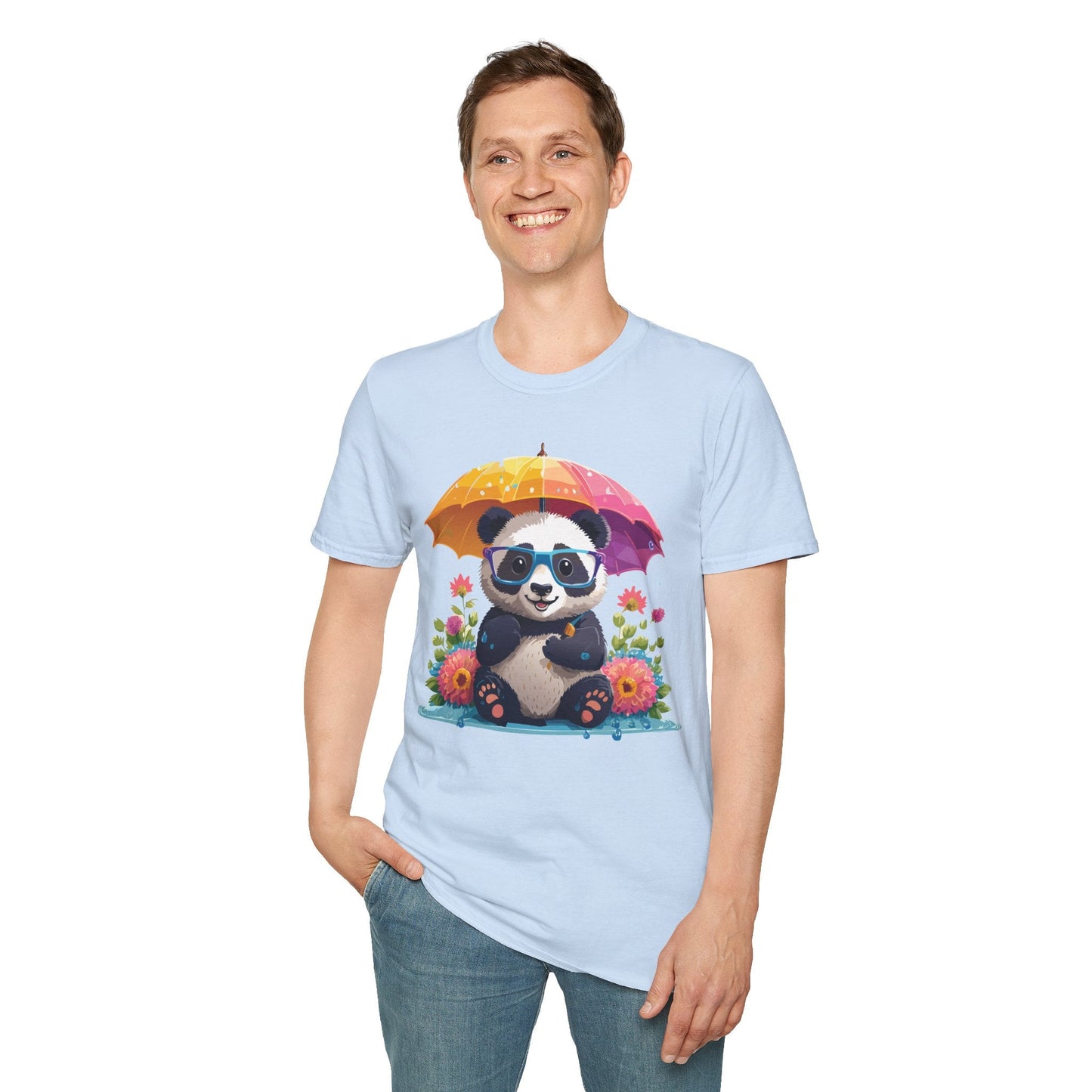 Unisex Panda Shirt Softstyle Tee 100 Percent Ring Spun Cotton Comfortable Animal Tee