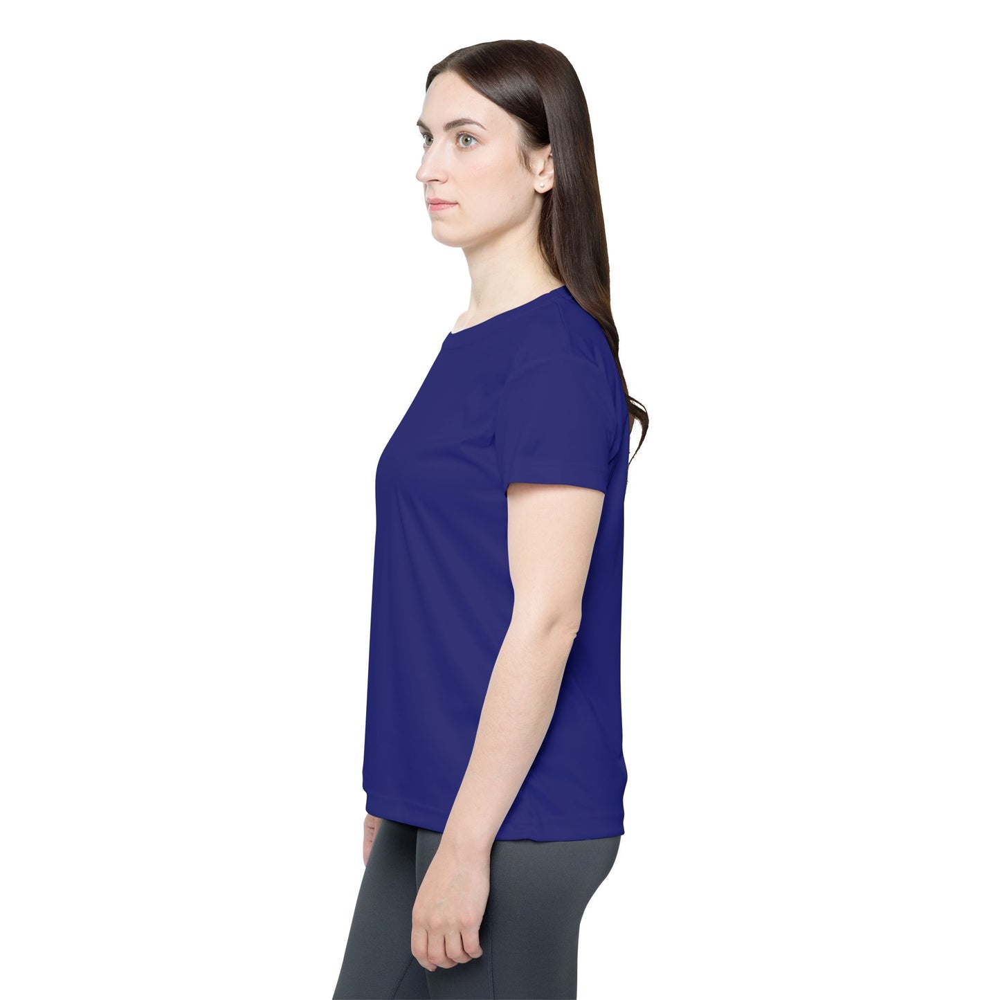 True Navy Color Women Sports Jersey Short Sleeves Poly Solid Navy Color Print Athletic Tee